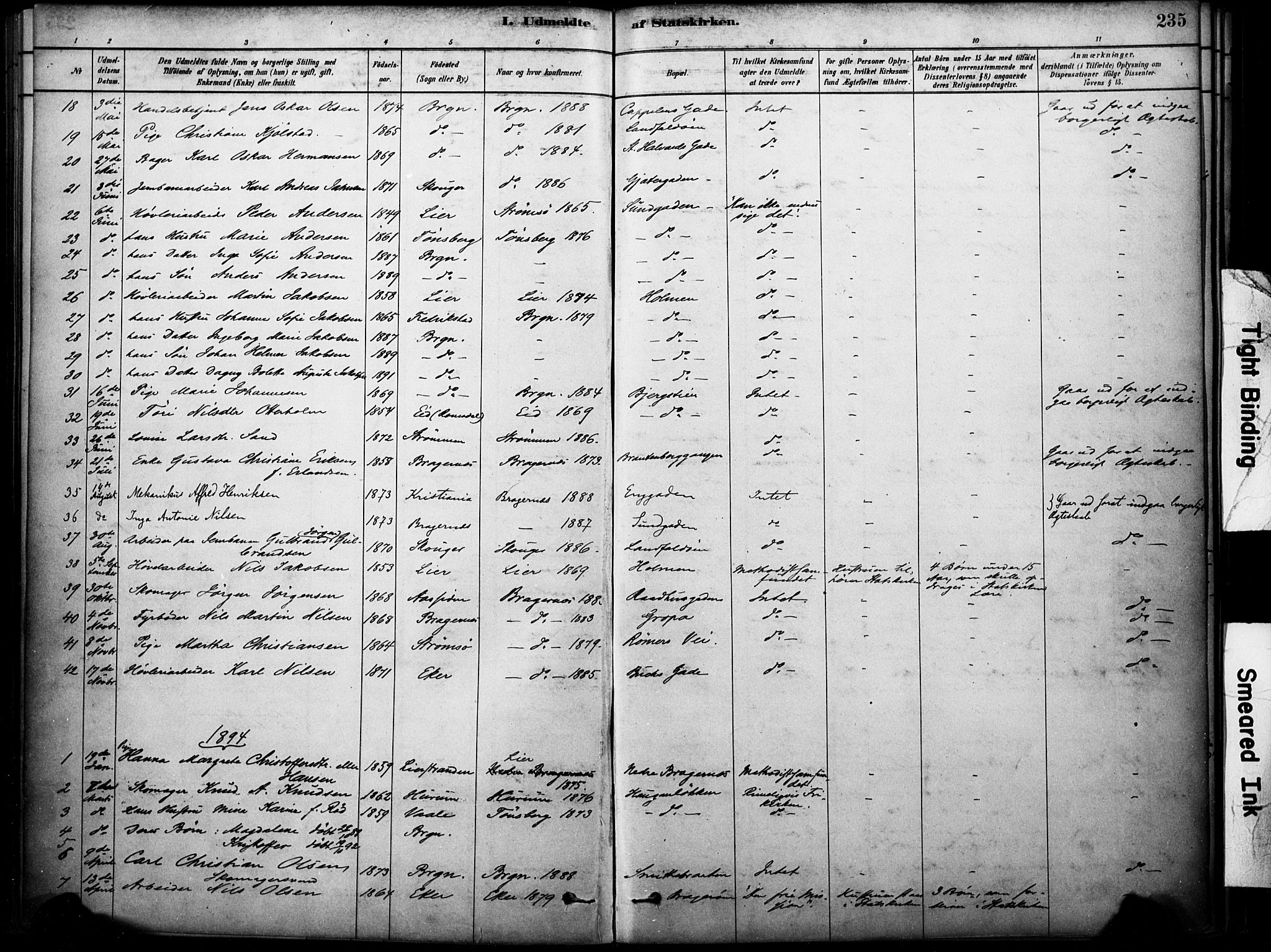 Bragernes kirkebøker, AV/SAKO-A-6/F/Fc/L0005: Parish register (official) no. III 5, 1878-1890, p. 235