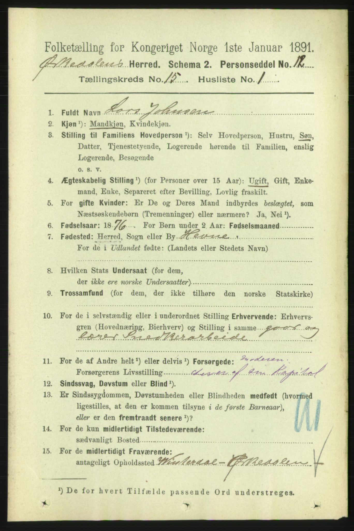 RA, 1891 census for 1638 Orkdal, 1891, p. 6888