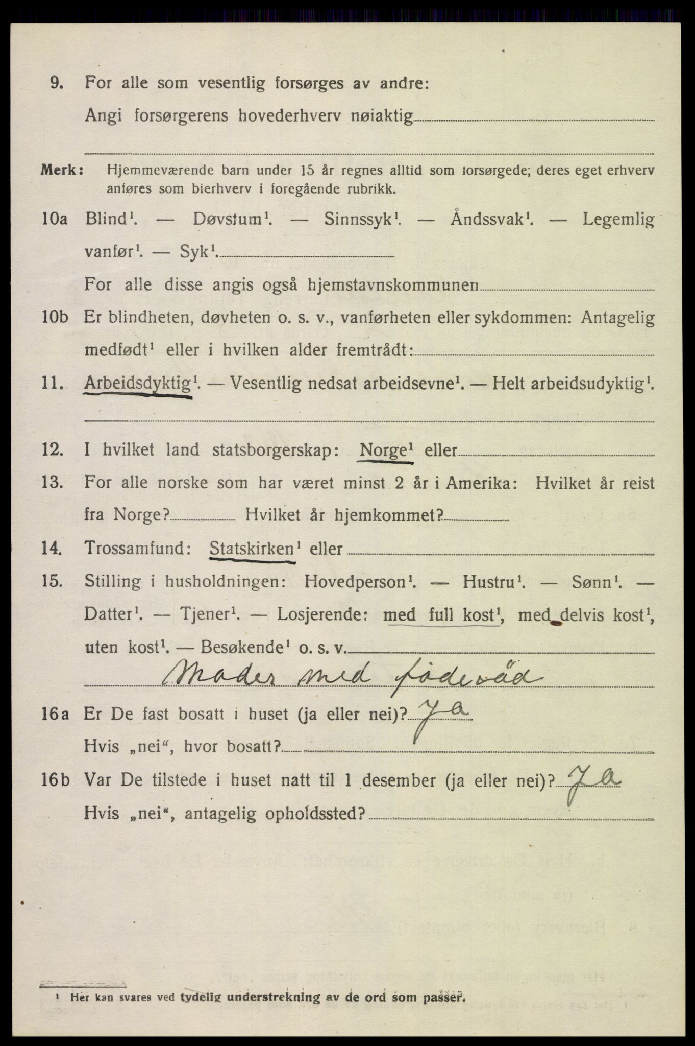 SAK, 1920 census for Åseral, 1920, p. 2461