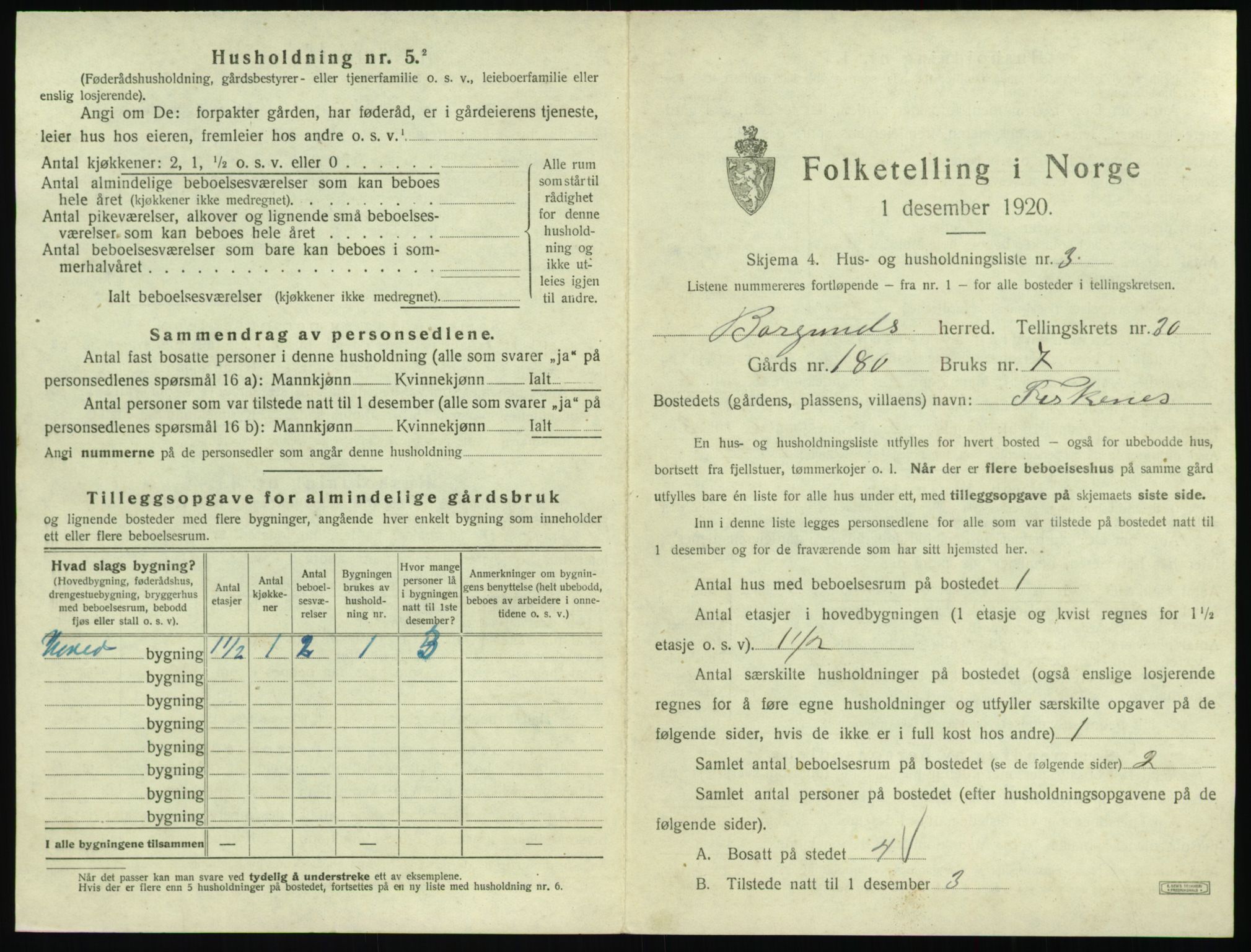 SAT, 1920 census for Borgund, 1920, p. 2378