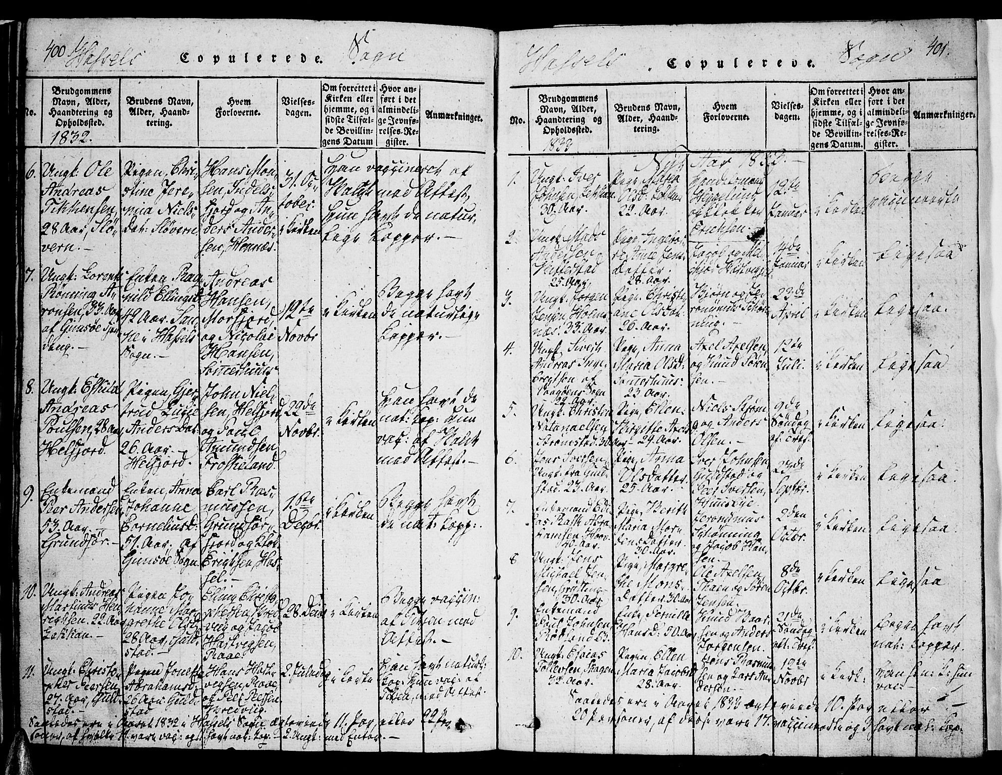 Ministerialprotokoller, klokkerbøker og fødselsregistre - Nordland, SAT/A-1459/888/L1237: Parish register (official) no. 888A05 /1, 1820-1836, p. 400-401