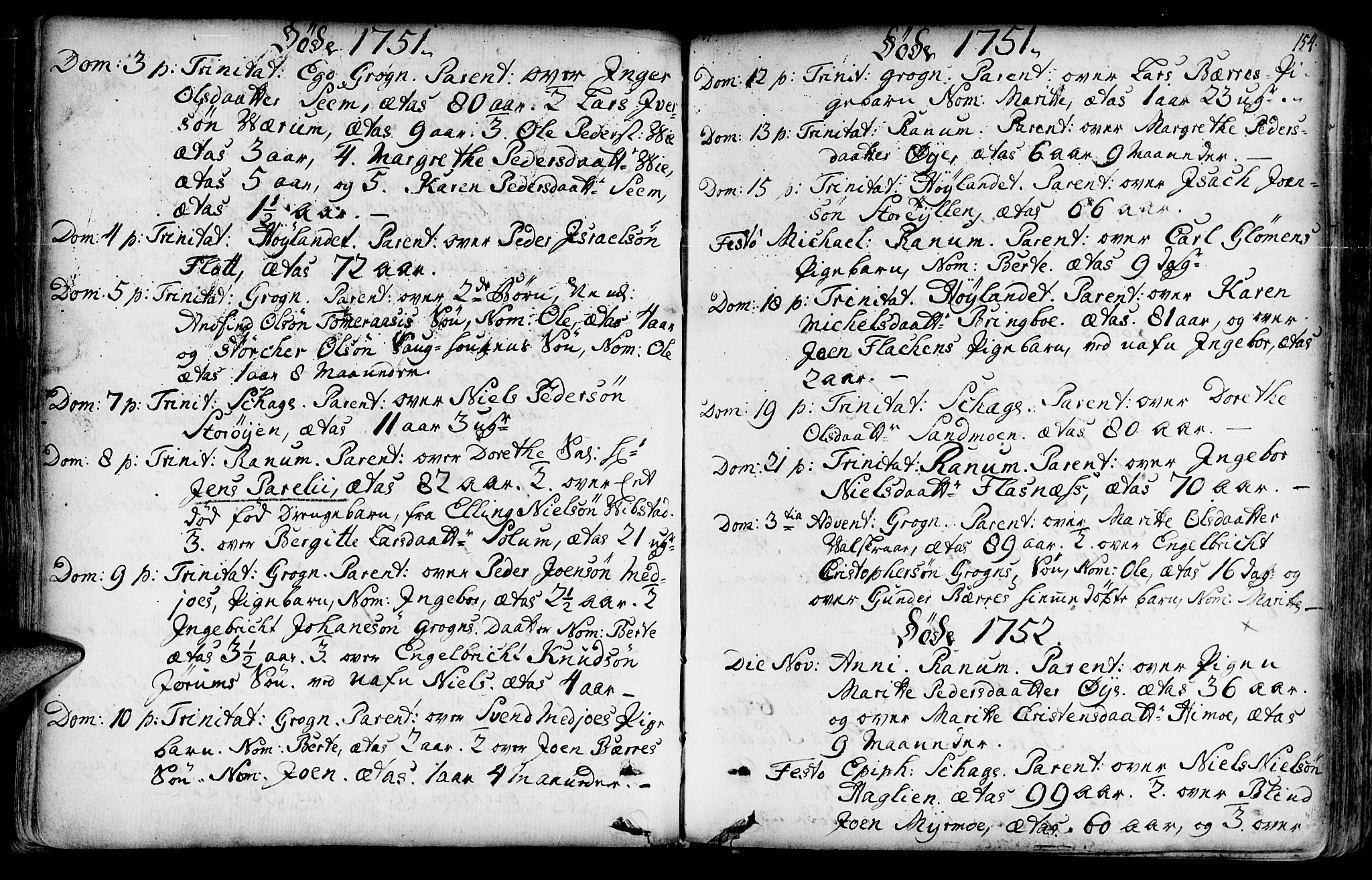 Ministerialprotokoller, klokkerbøker og fødselsregistre - Nord-Trøndelag, SAT/A-1458/764/L0542: Parish register (official) no. 764A02, 1748-1779, p. 154
