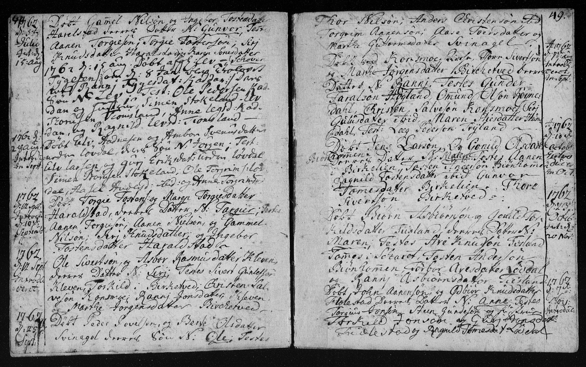 Holum sokneprestkontor, AV/SAK-1111-0022/F/Fa/Fab/L0003: Parish register (official) no. A 3, 1752-1774, p. 48-49