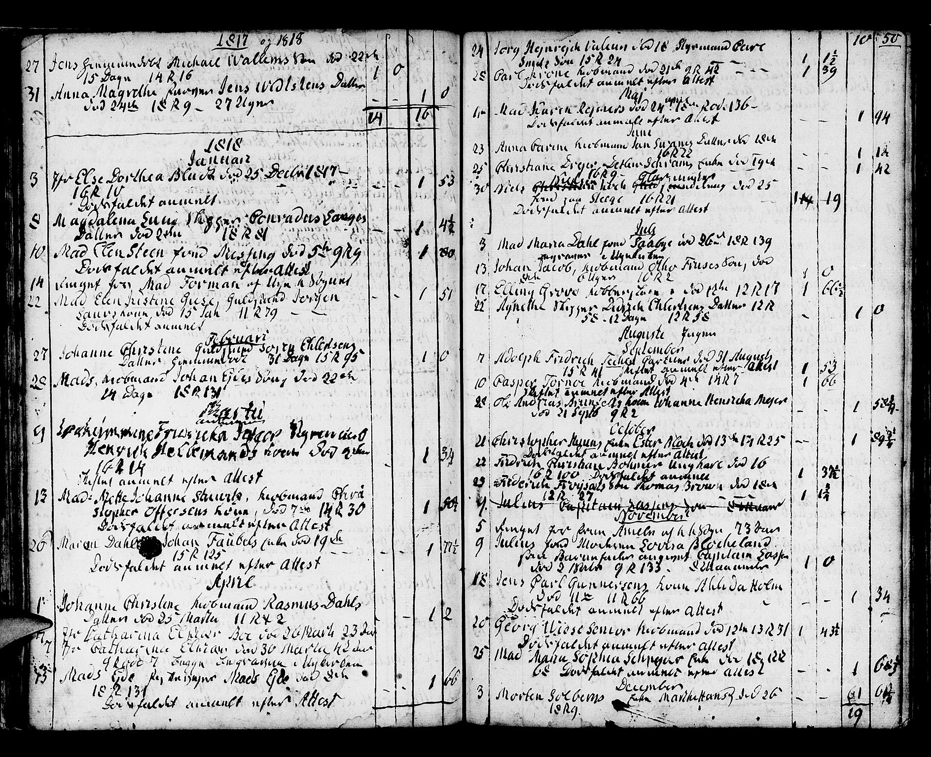 Domkirken sokneprestembete, SAB/A-74801/H/Haa/L0009: Parish register (official) no. A 9, 1776-1821, p. 50