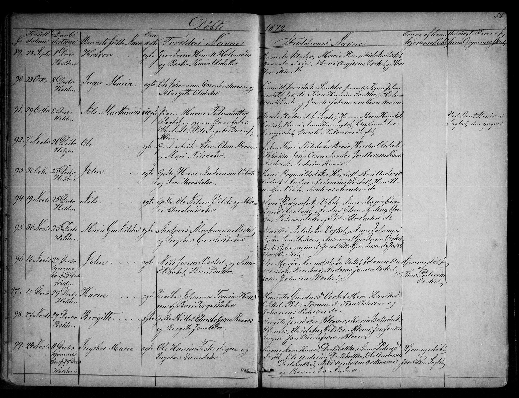 Holla kirkebøker, SAKO/A-272/G/Ga/L0004: Parish register (copy) no. I 4, 1867-1890, p. 56