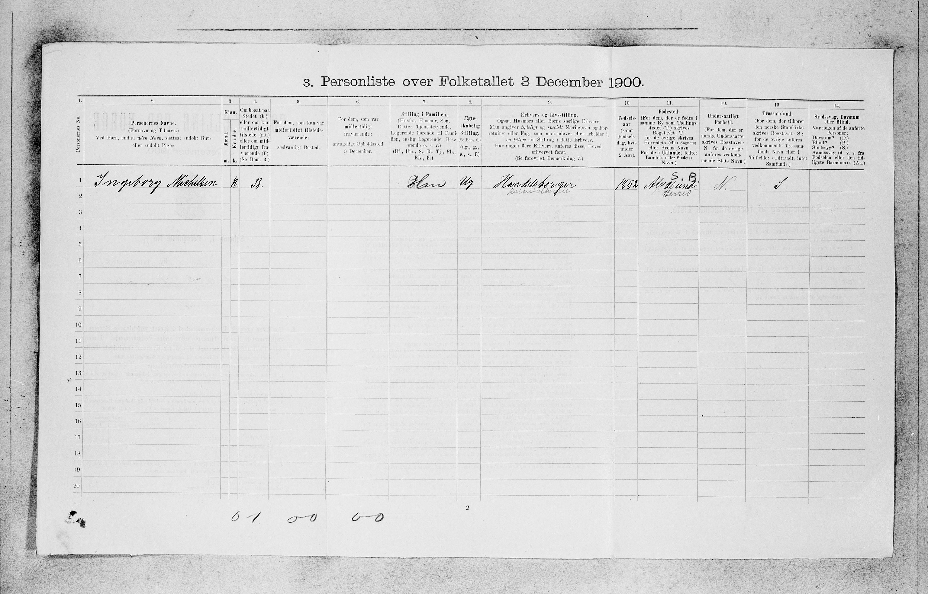 SAB, 1900 census for Bergen, 1900, p. 17959