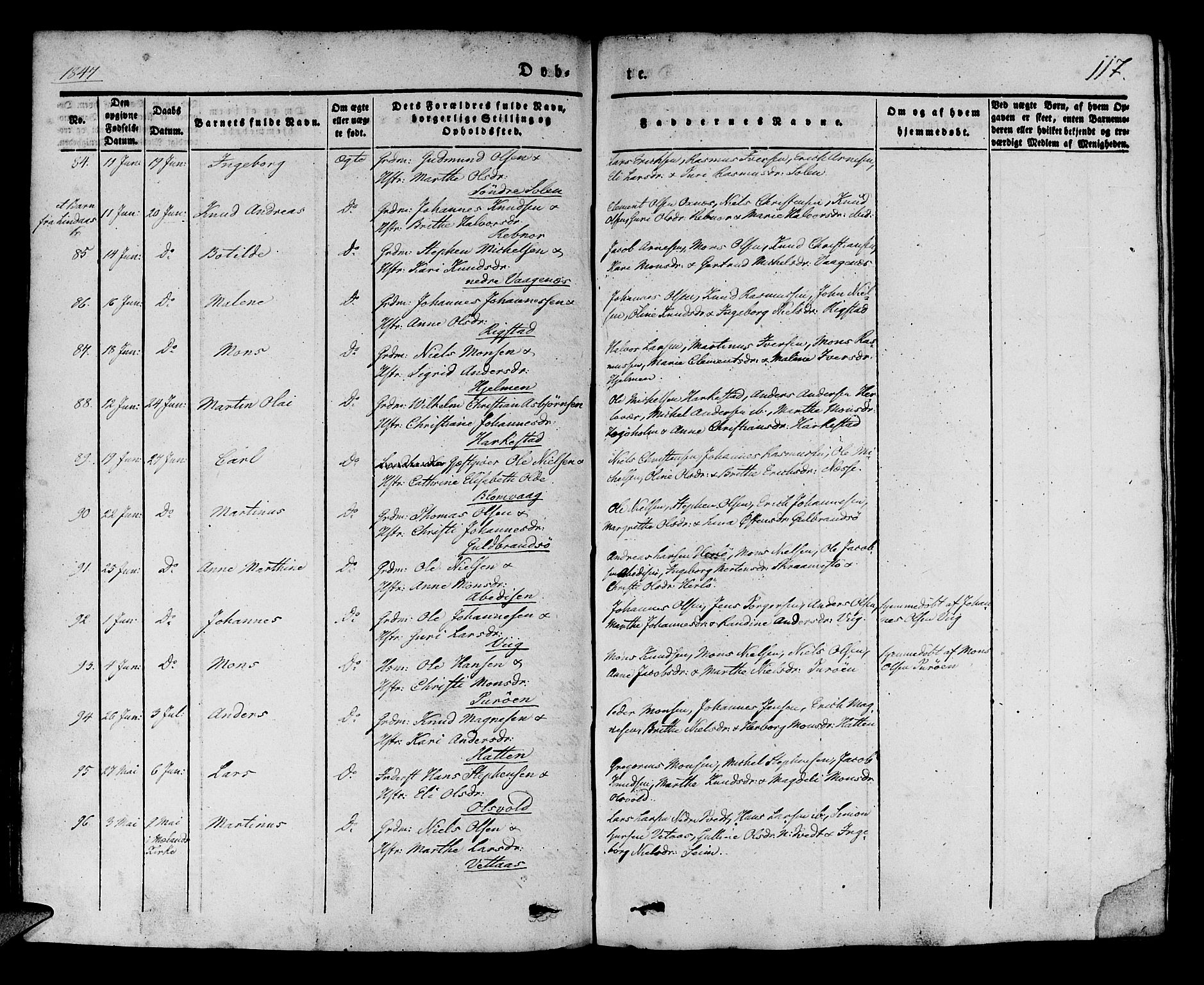 Manger sokneprestembete, AV/SAB-A-76801/H/Haa: Parish register (official) no. A 5, 1839-1848, p. 117