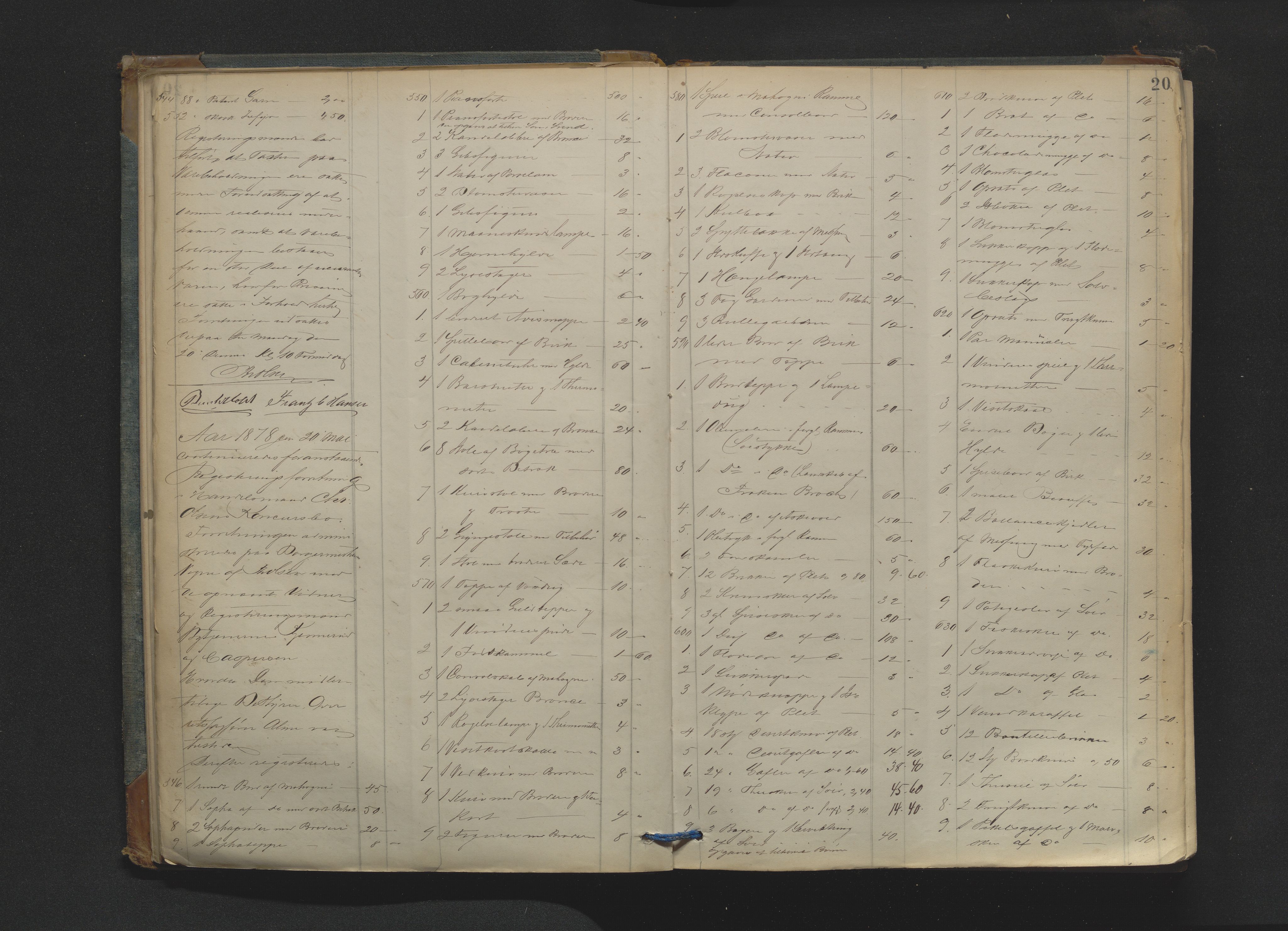 Drammen byfogd, AV/SAKO-A-222/H/Hb/Hbb/L0004: Registreringsprotokoll., 1878-1885, p. 20