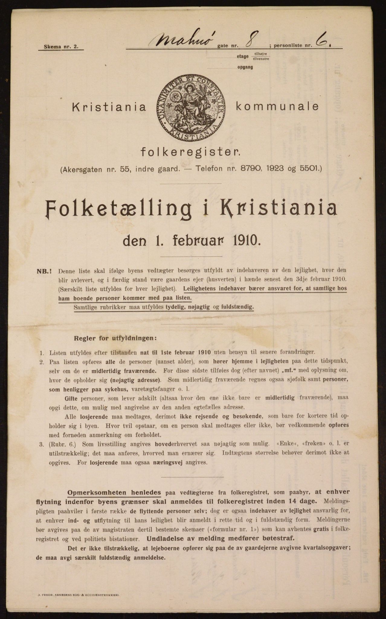 OBA, Municipal Census 1910 for Kristiania, 1910, p. 58014