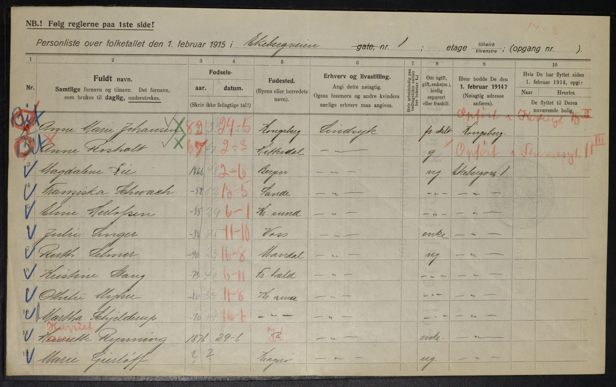 OBA, Municipal Census 1915 for Kristiania, 1915, p. 19692