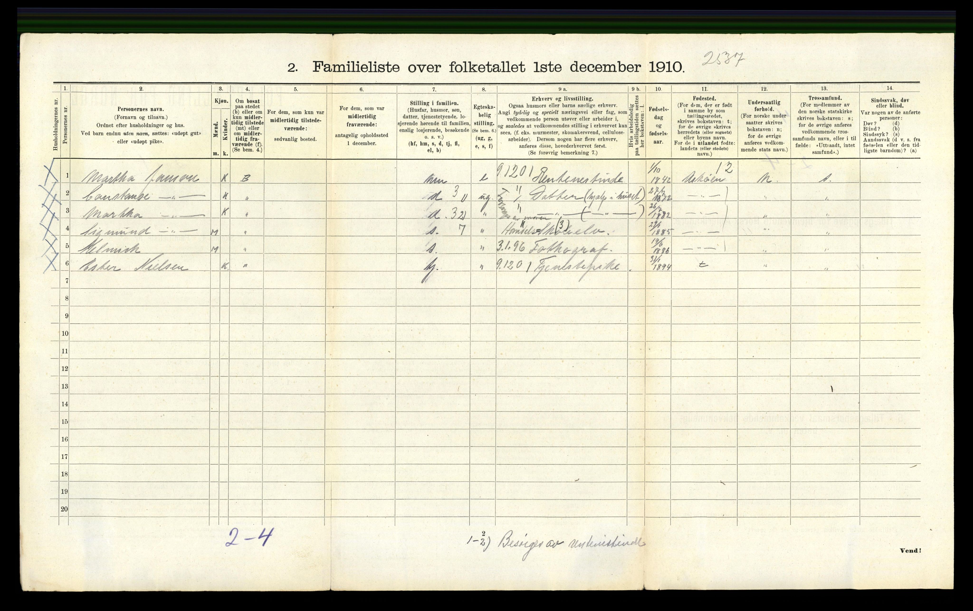 RA, 1910 census for Bergen, 1910, p. 5790