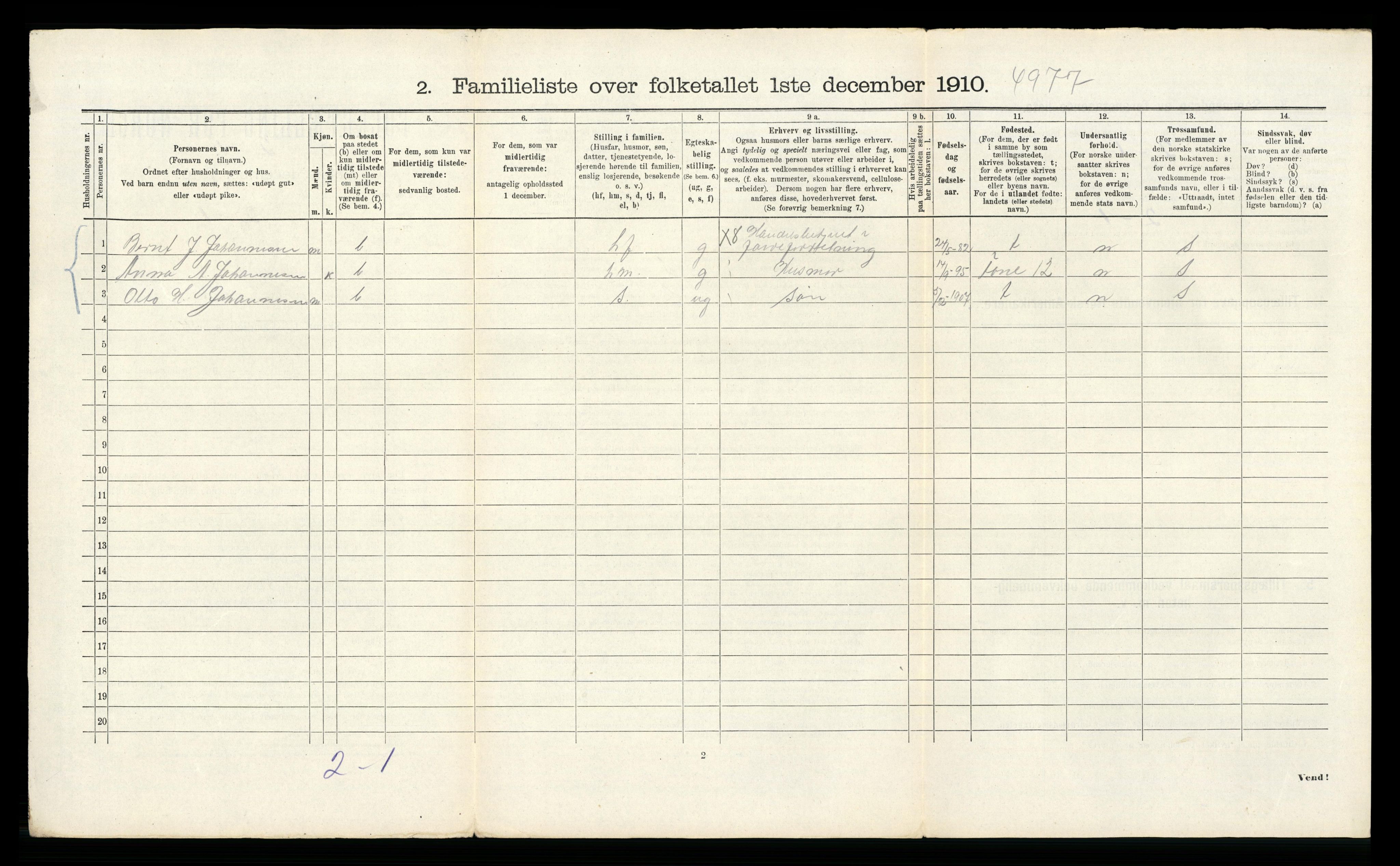 RA, 1910 census for Bergen, 1910, p. 8372