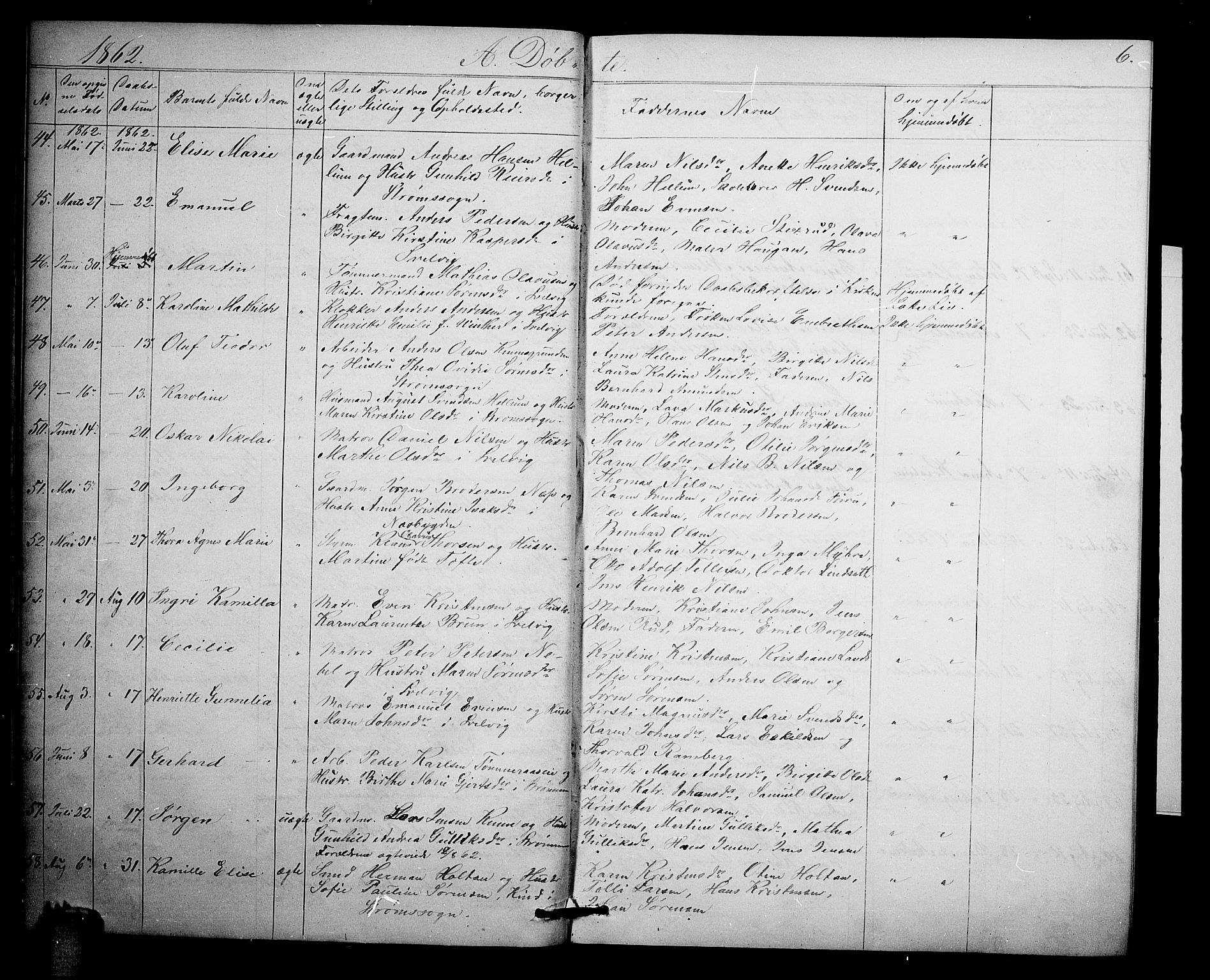 Strømm kirkebøker, AV/SAKO-A-322/G/Ga/L0001: Parish register (copy) no. I 1, 1861-1885, p. 6