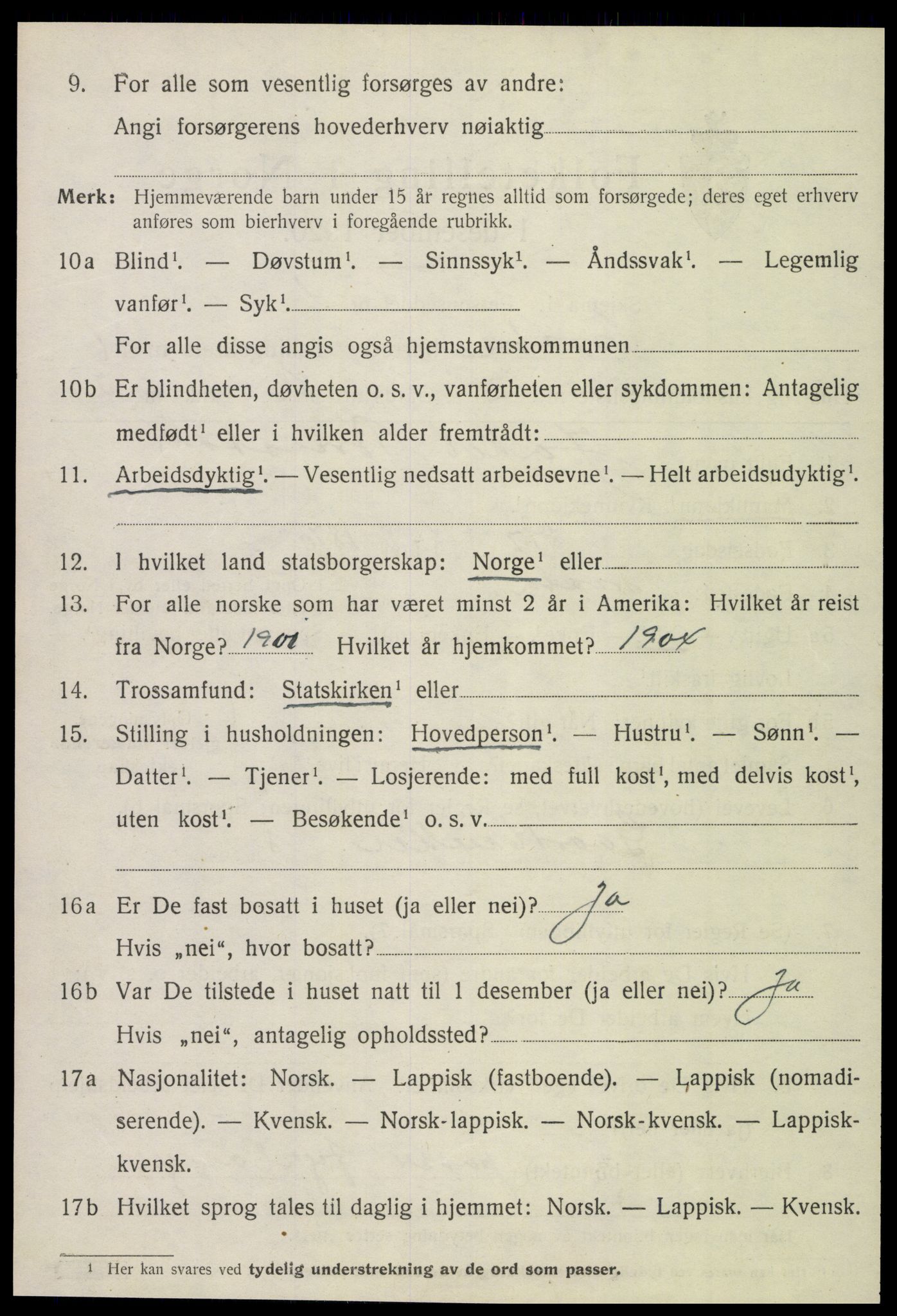 SAT, 1920 census for Frosta, 1920, p. 1031