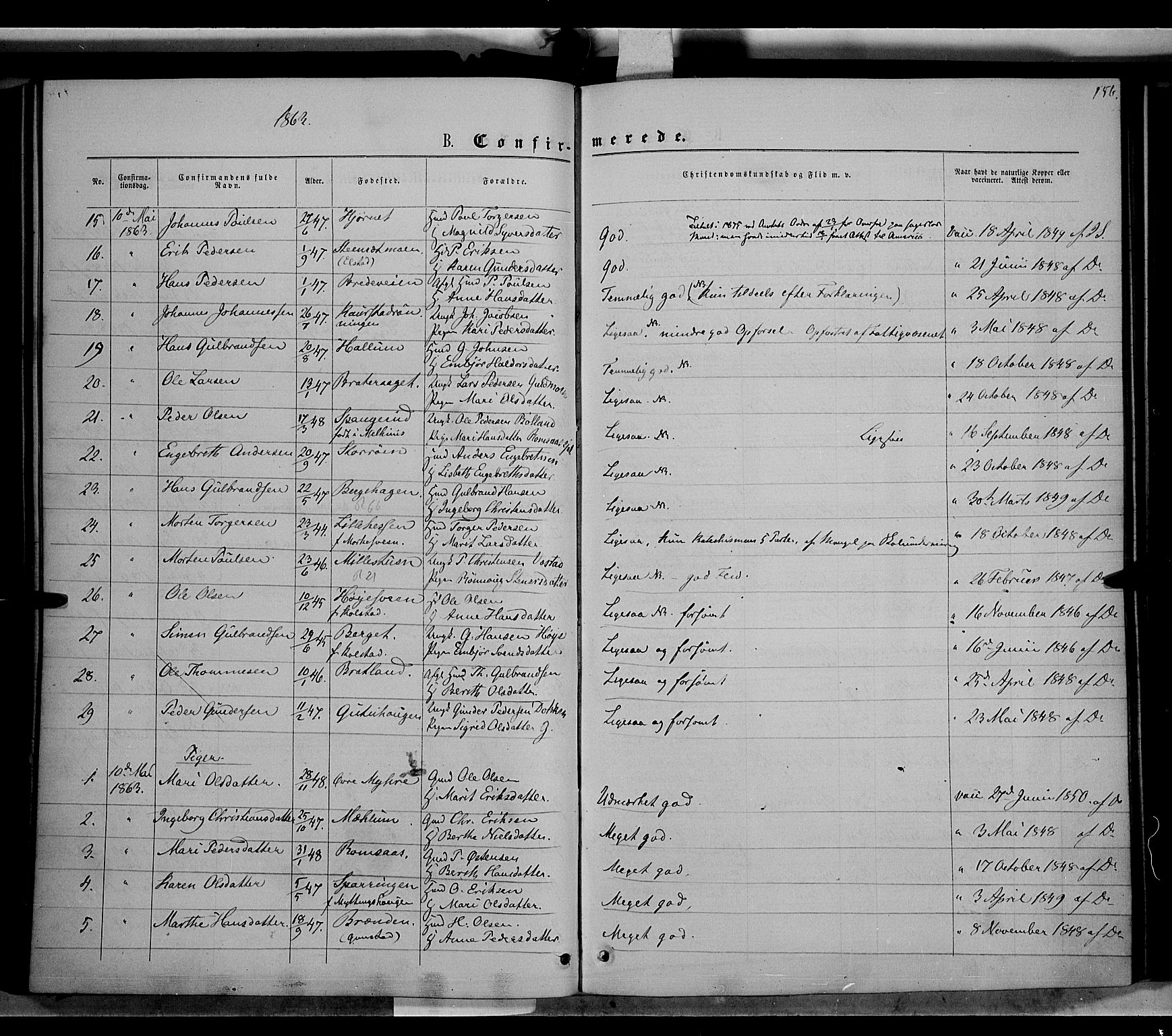 Ringebu prestekontor, AV/SAH-PREST-082/H/Ha/Haa/L0007: Parish register (official) no. 7, 1860-1877, p. 156