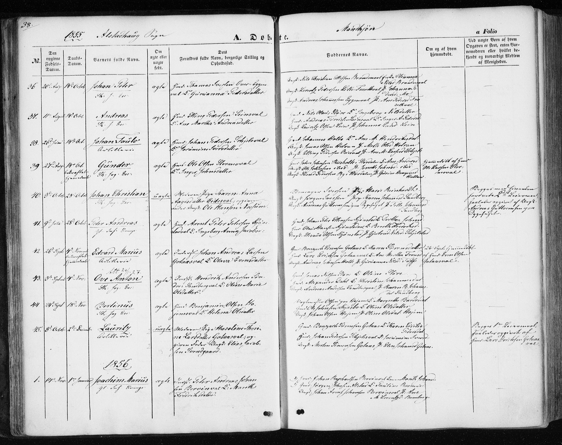 Ministerialprotokoller, klokkerbøker og fødselsregistre - Nord-Trøndelag, SAT/A-1458/717/L0154: Parish register (official) no. 717A07 /1, 1850-1862, p. 38