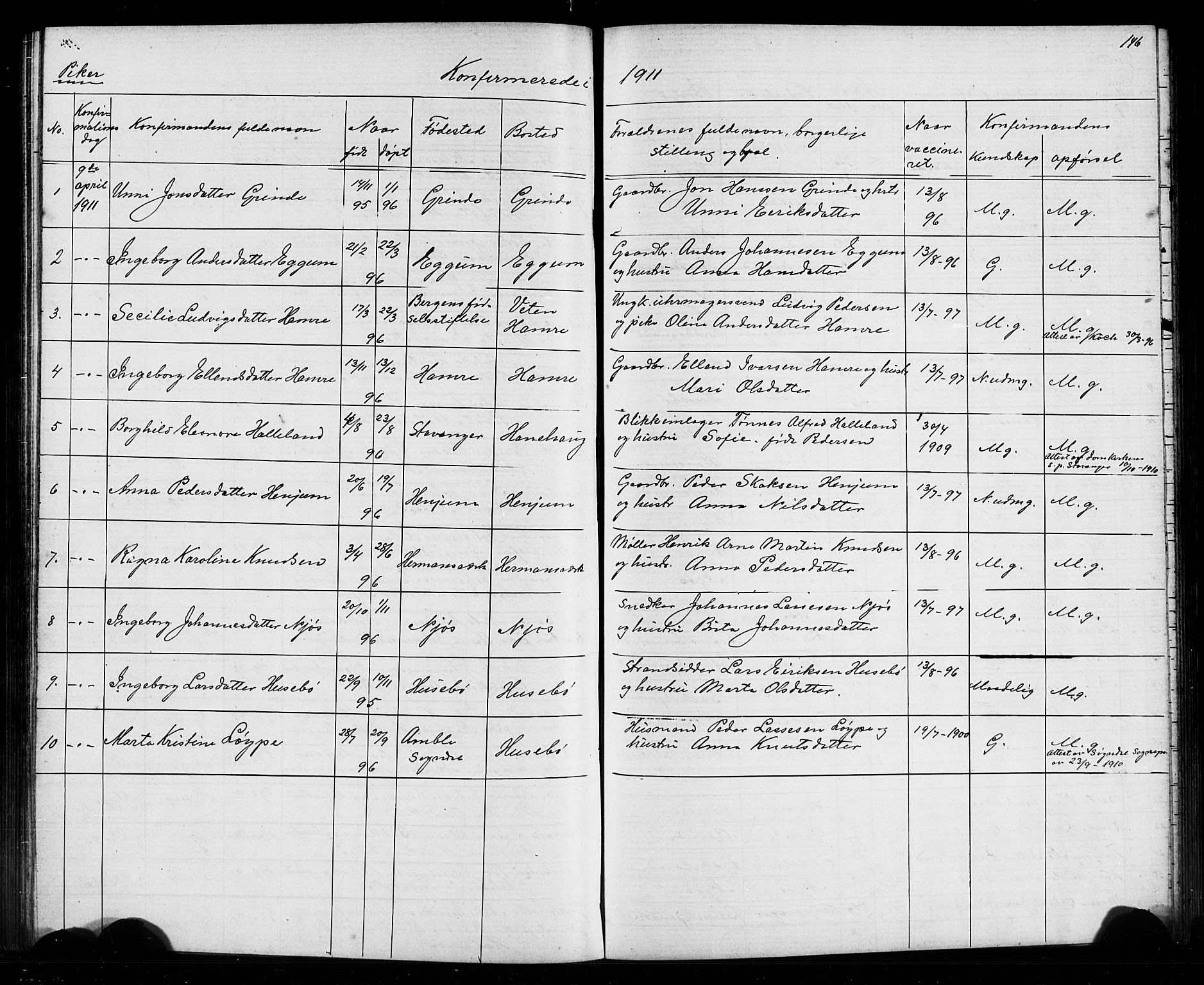Leikanger sokneprestembete, SAB/A-81001: Parish register (copy) no. A 1, 1873-1916, p. 146