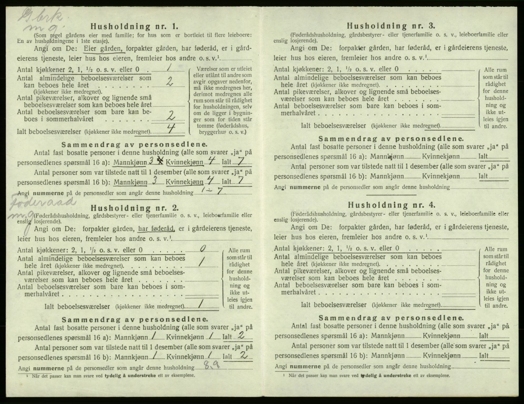 SAB, 1920 census for Bremnes, 1920, p. 256