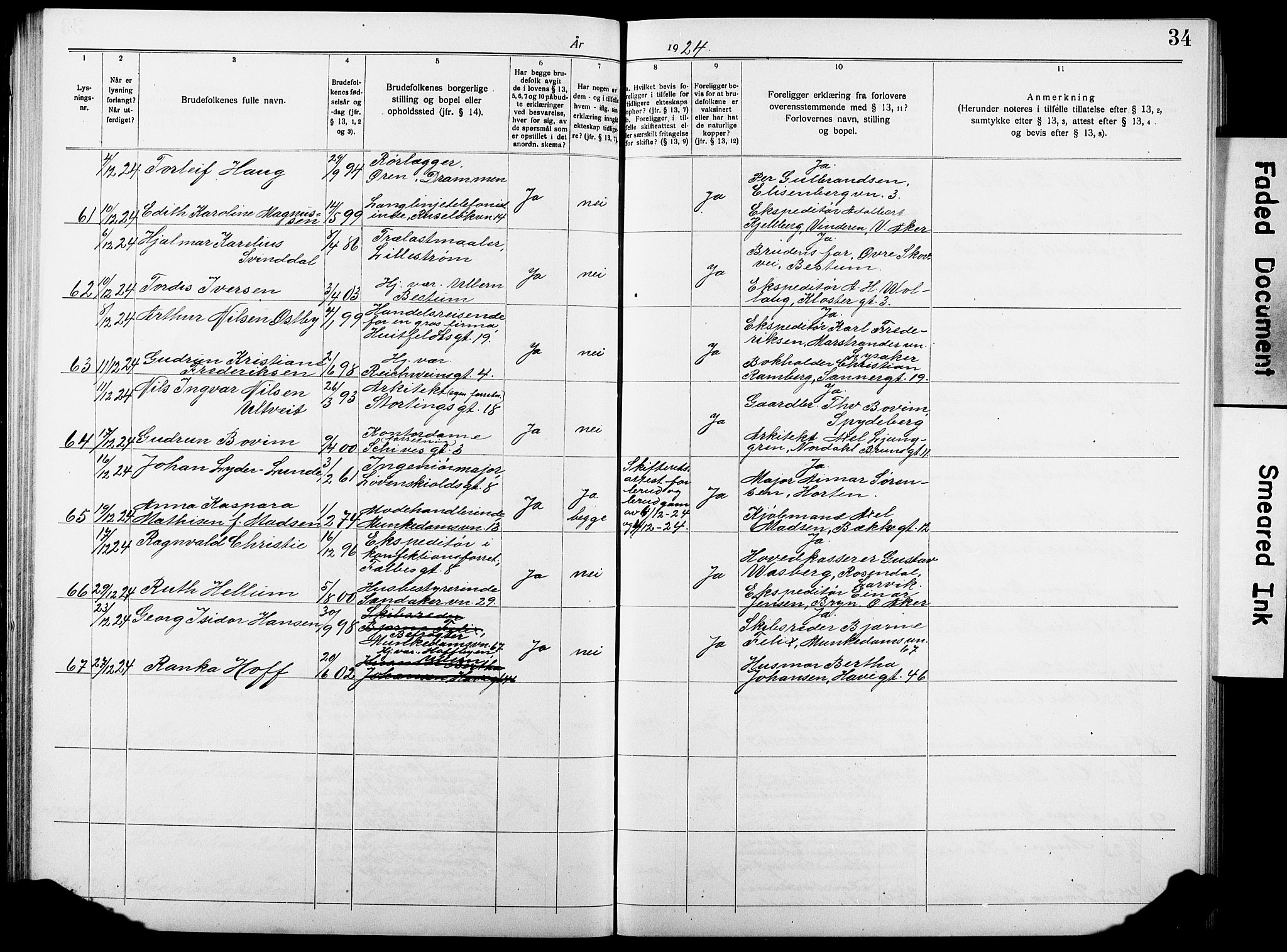 Johannes prestekontor Kirkebøker, SAO/A-10852/H/Ha/L0006: Banns register no. 6, 1920-1930, p. 34