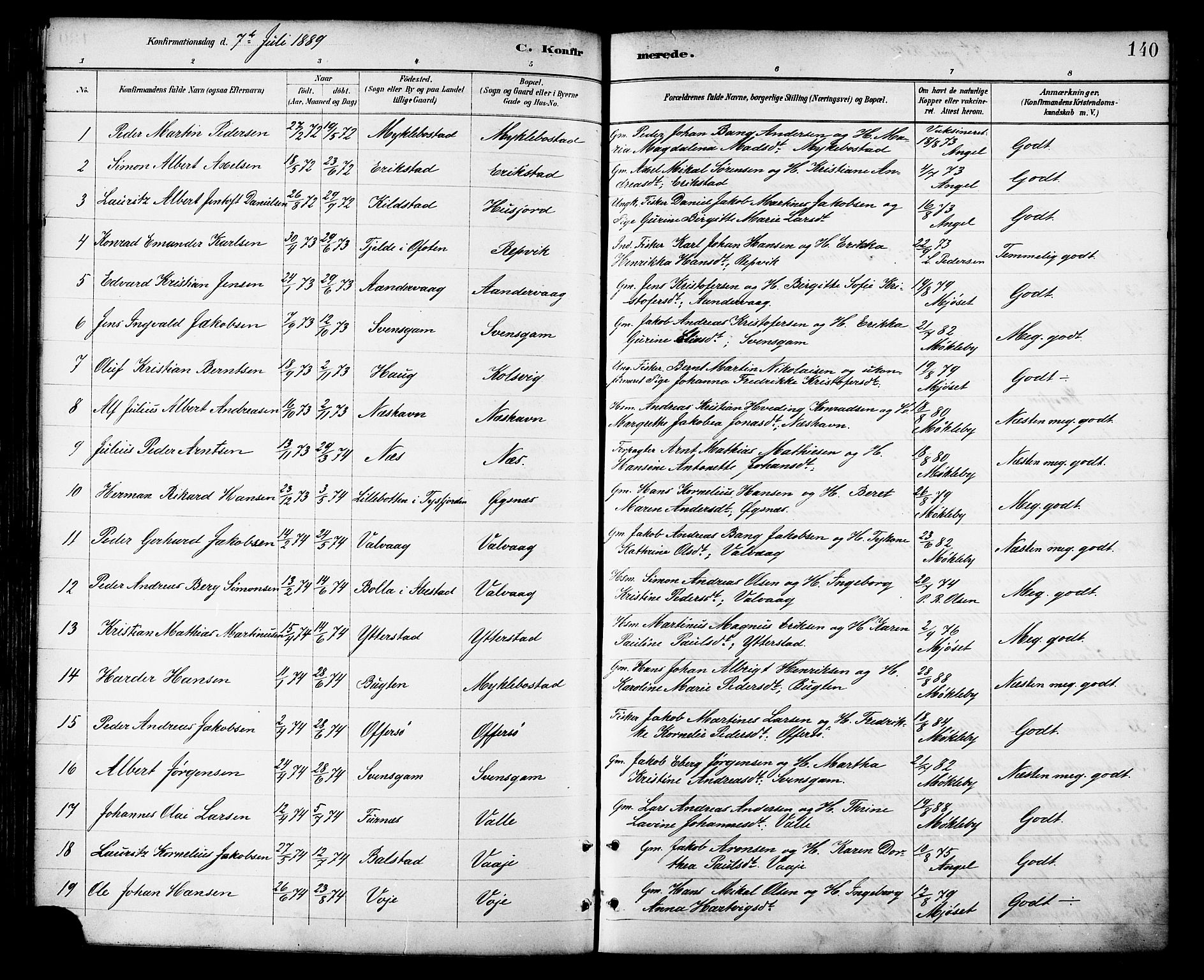 Ministerialprotokoller, klokkerbøker og fødselsregistre - Nordland, SAT/A-1459/872/L1035: Parish register (official) no. 872A10, 1884-1896, p. 140