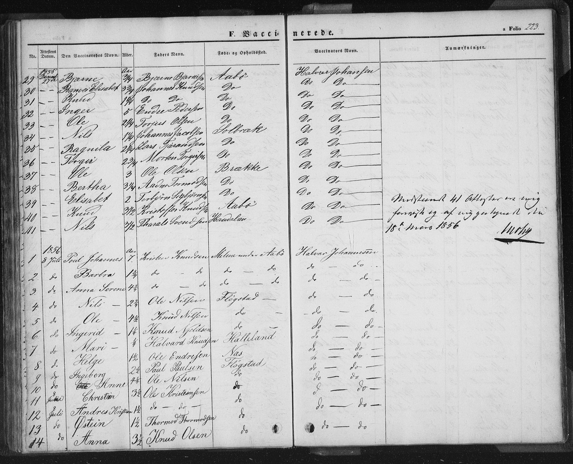 Sand sokneprestkontor, AV/SAST-A-101848/01/III/L0002: Parish register (official) no. A 2, 1838-1859, p. 223