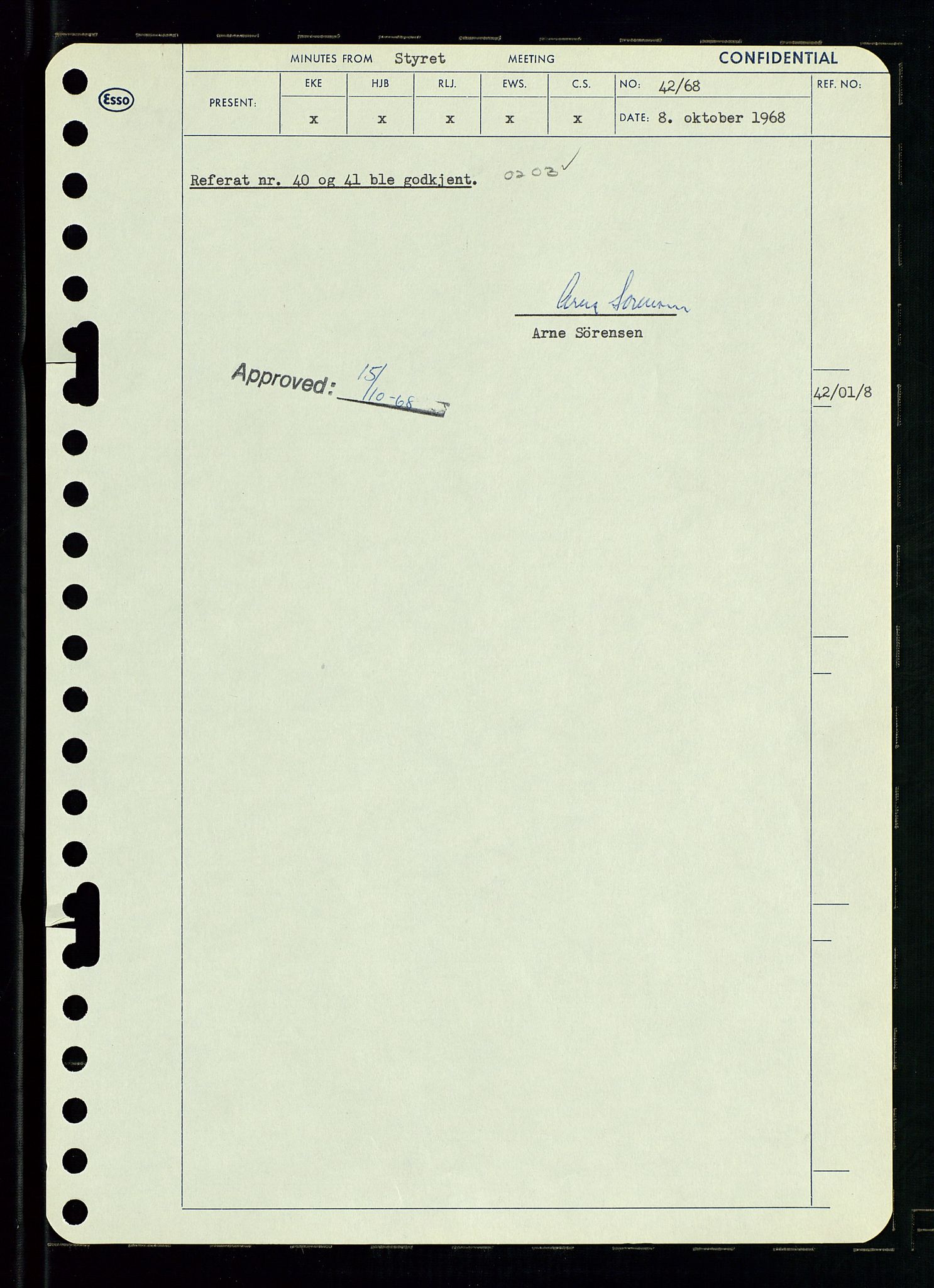 Pa 0982 - Esso Norge A/S, AV/SAST-A-100448/A/Aa/L0002/0004: Den administrerende direksjon Board minutes (styrereferater) / Den administrerende direksjon Board minutes (styrereferater), 1968, p. 64