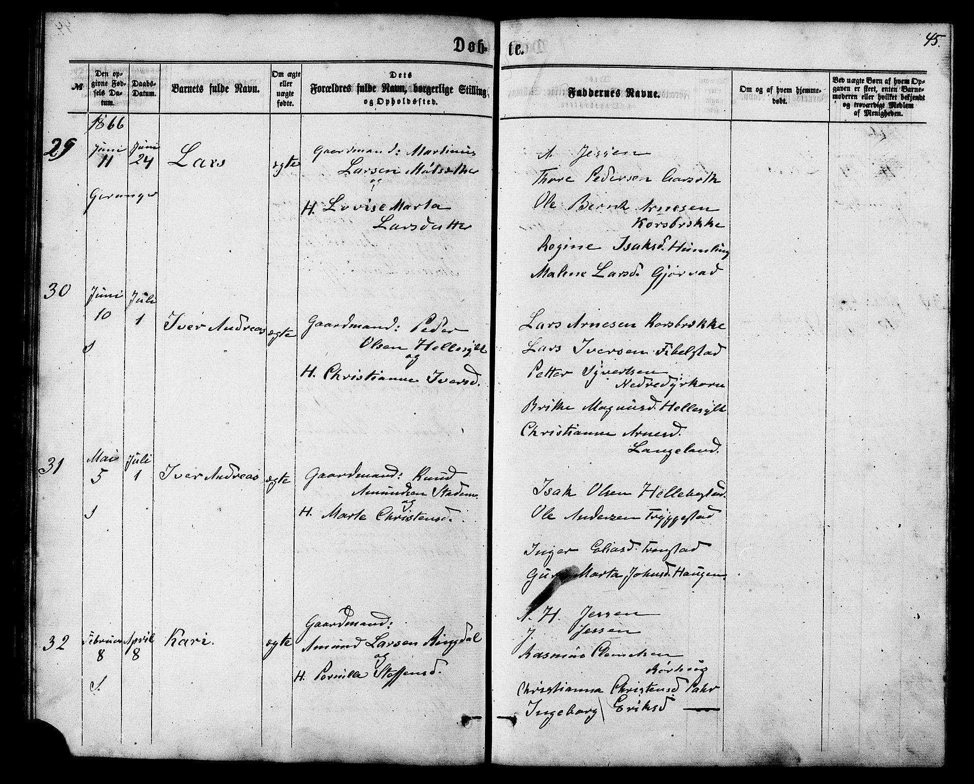 Ministerialprotokoller, klokkerbøker og fødselsregistre - Møre og Romsdal, AV/SAT-A-1454/517/L0226: Parish register (official) no. 517A06, 1862-1881, p. 45