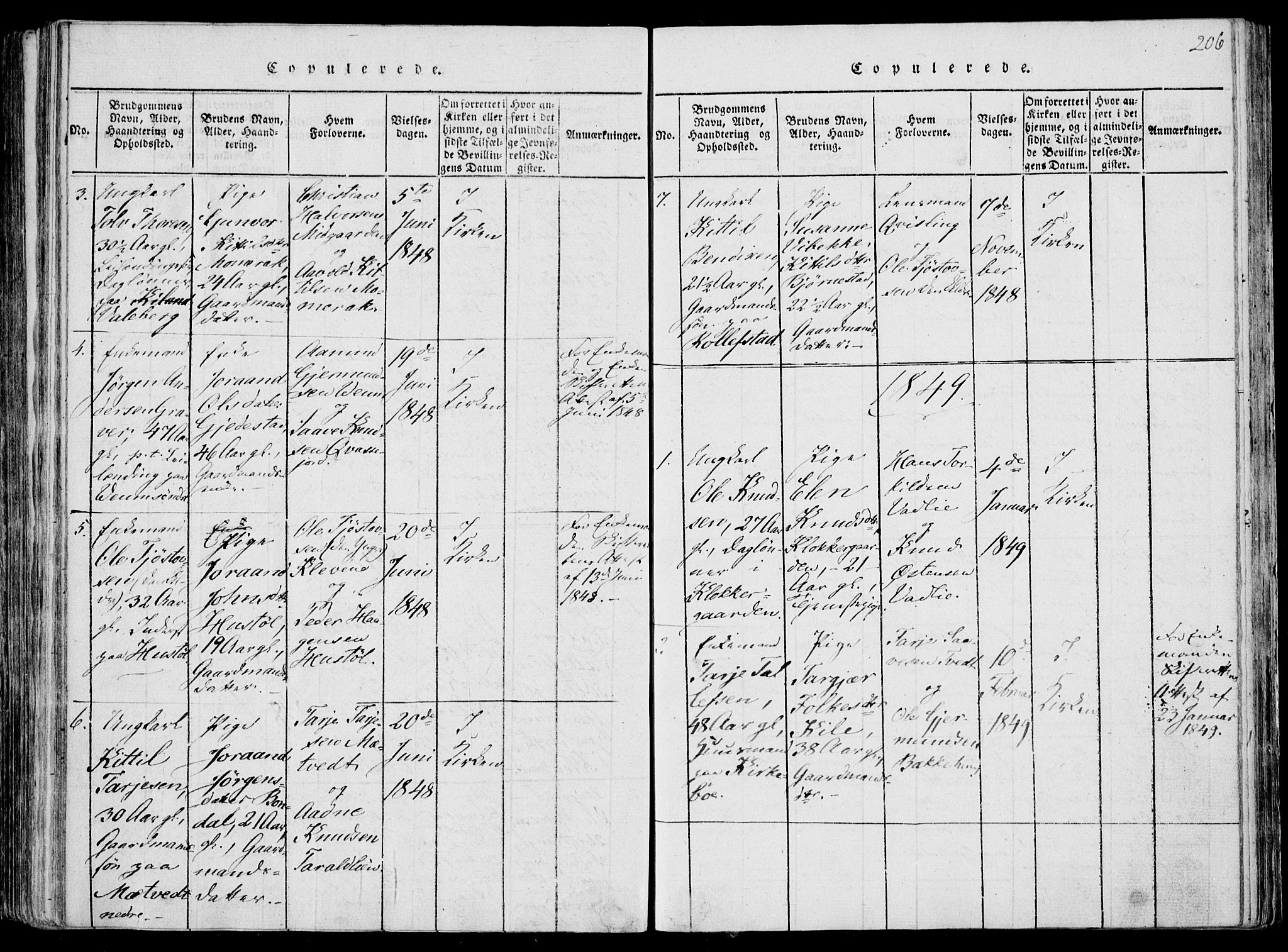 Fyresdal kirkebøker, SAKO/A-263/F/Fa/L0004: Parish register (official) no. I 4, 1815-1854, p. 206