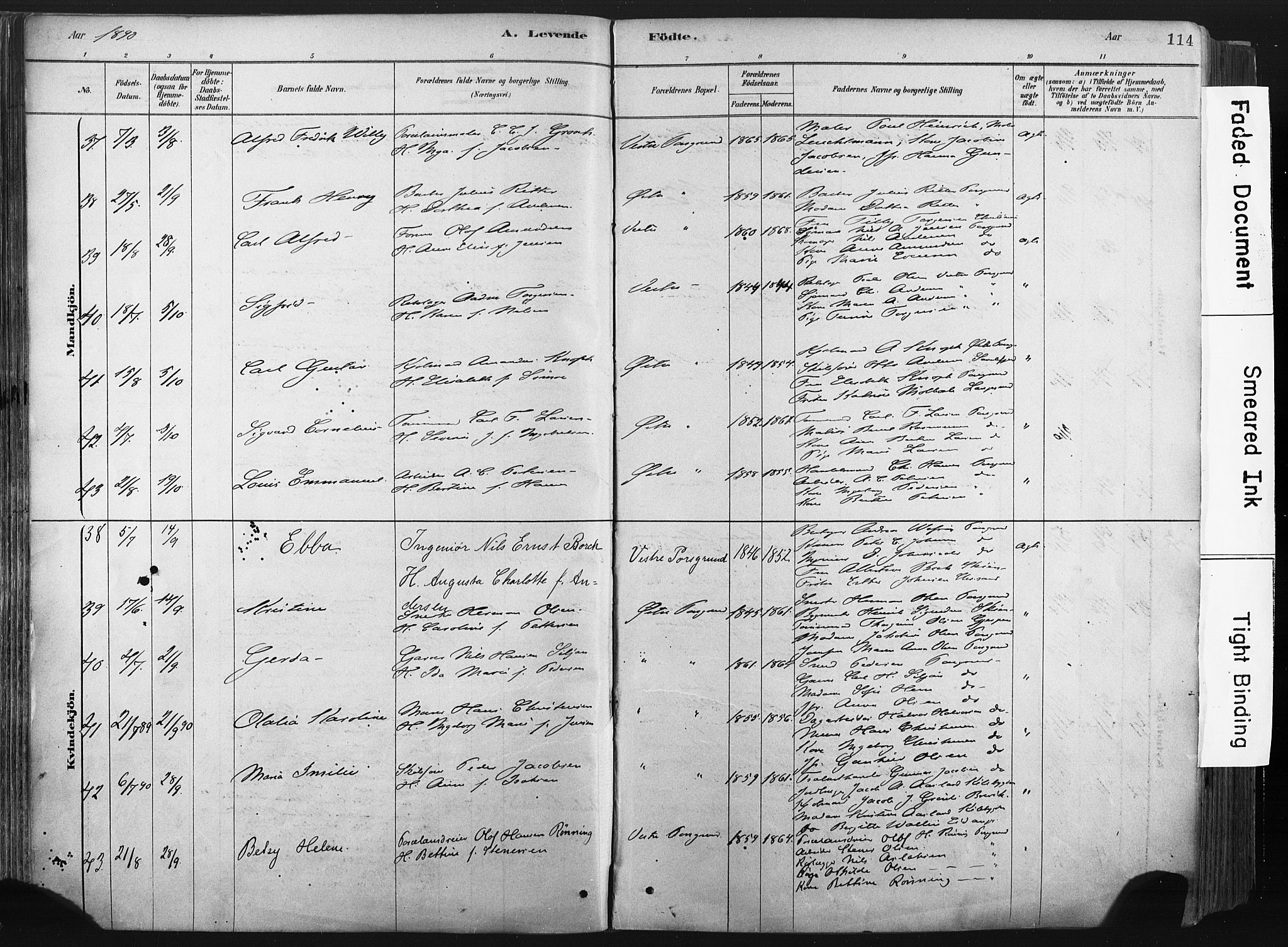 Porsgrunn kirkebøker , AV/SAKO-A-104/F/Fa/L0008: Parish register (official) no. 8, 1878-1895, p. 114