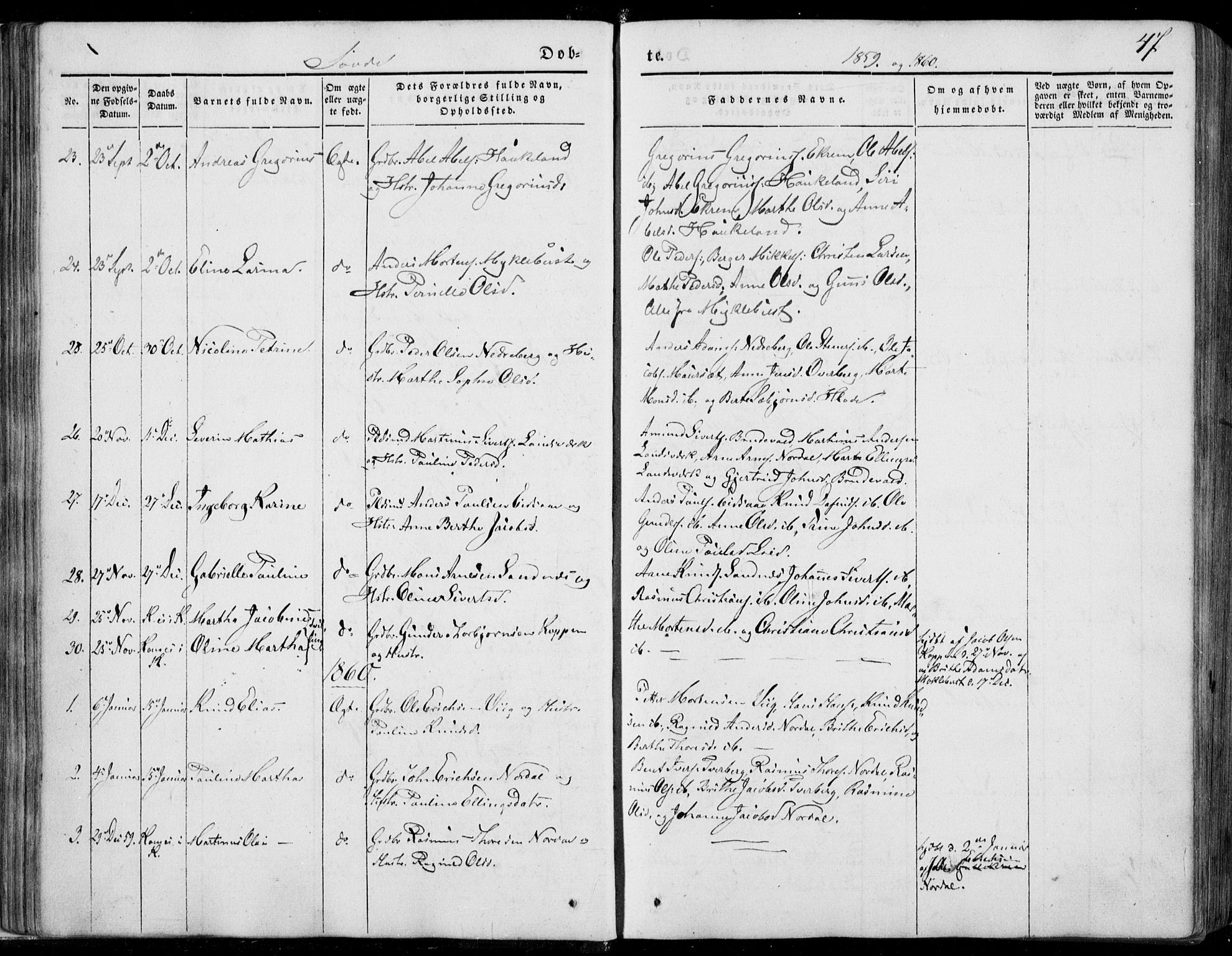 Ministerialprotokoller, klokkerbøker og fødselsregistre - Møre og Romsdal, SAT/A-1454/502/L0023: Parish register (official) no. 502A01, 1844-1873, p. 47