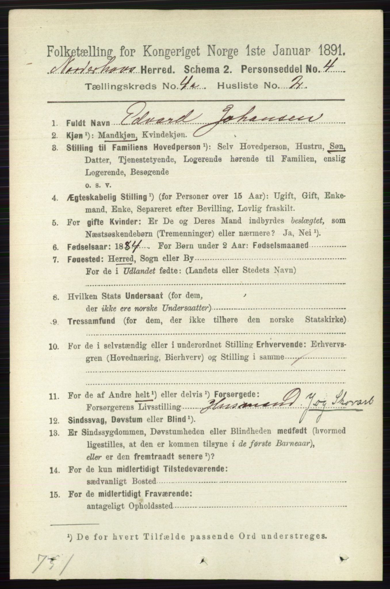 RA, 1891 census for 0613 Norderhov, 1891, p. 1726