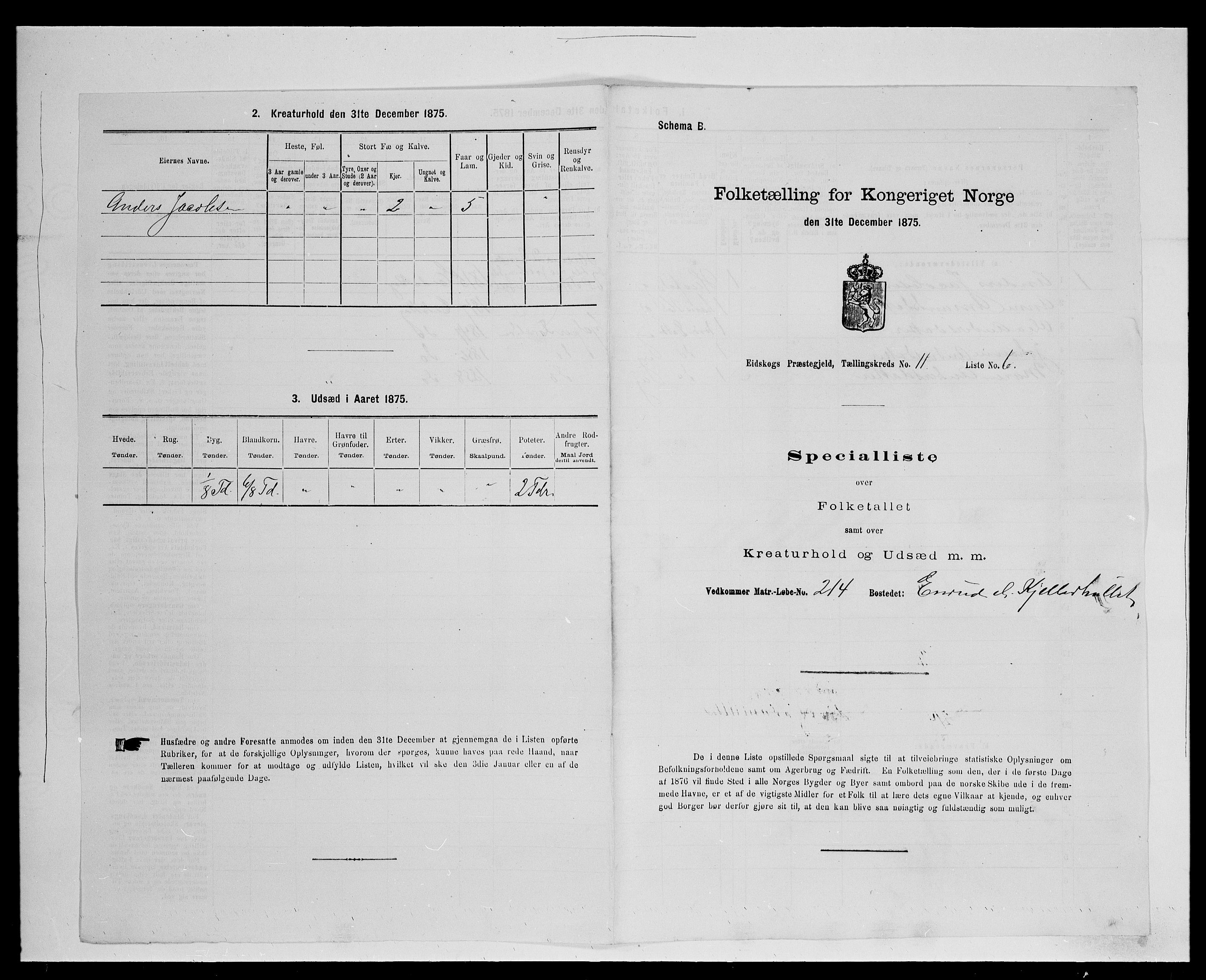 SAH, 1875 census for 0420P Eidskog, 1875, p. 1978