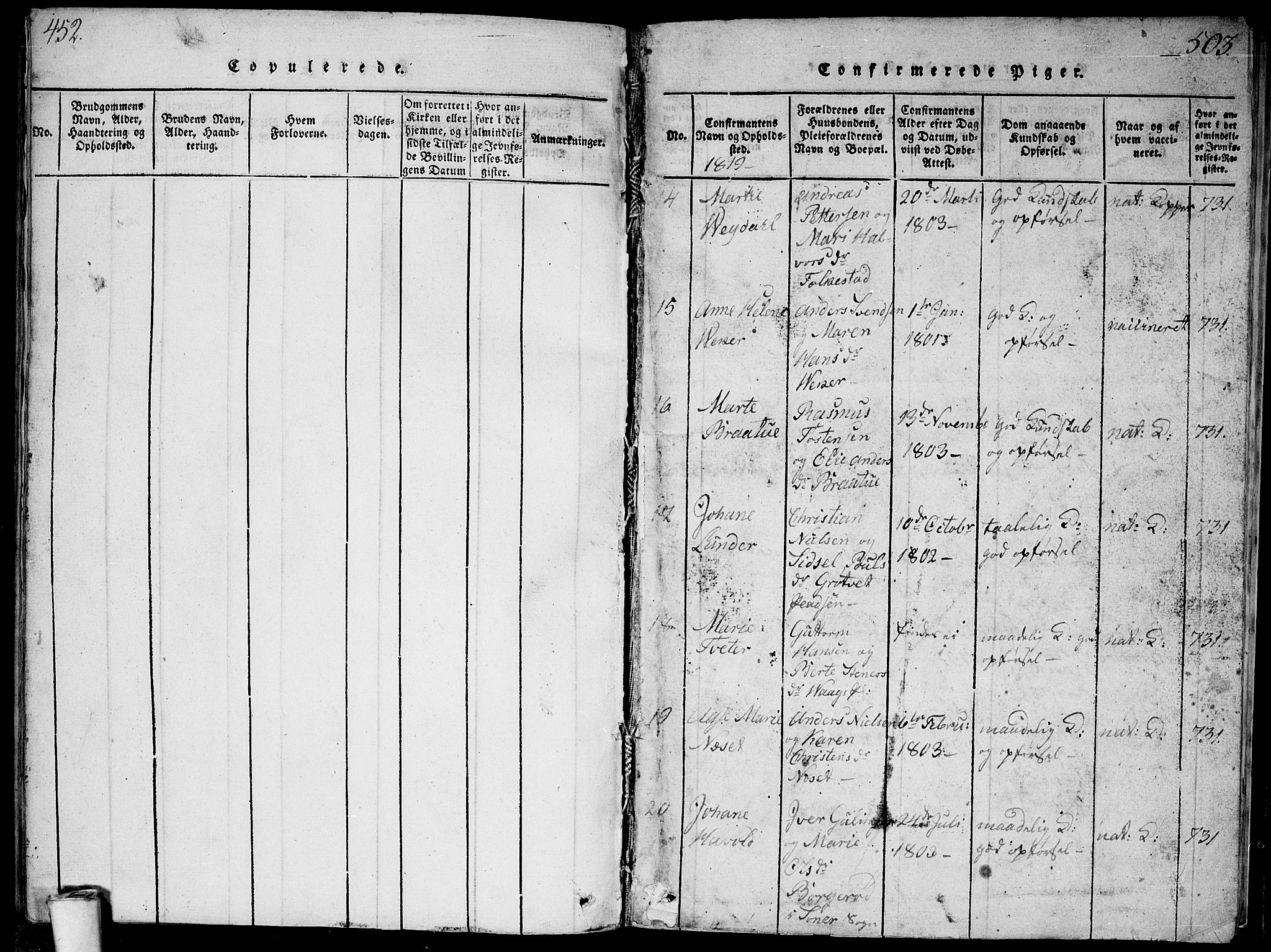 Våler prestekontor Kirkebøker, SAO/A-11083/G/Ga/L0001: Parish register (copy) no. I 1, 1815-1839, p. 452-503