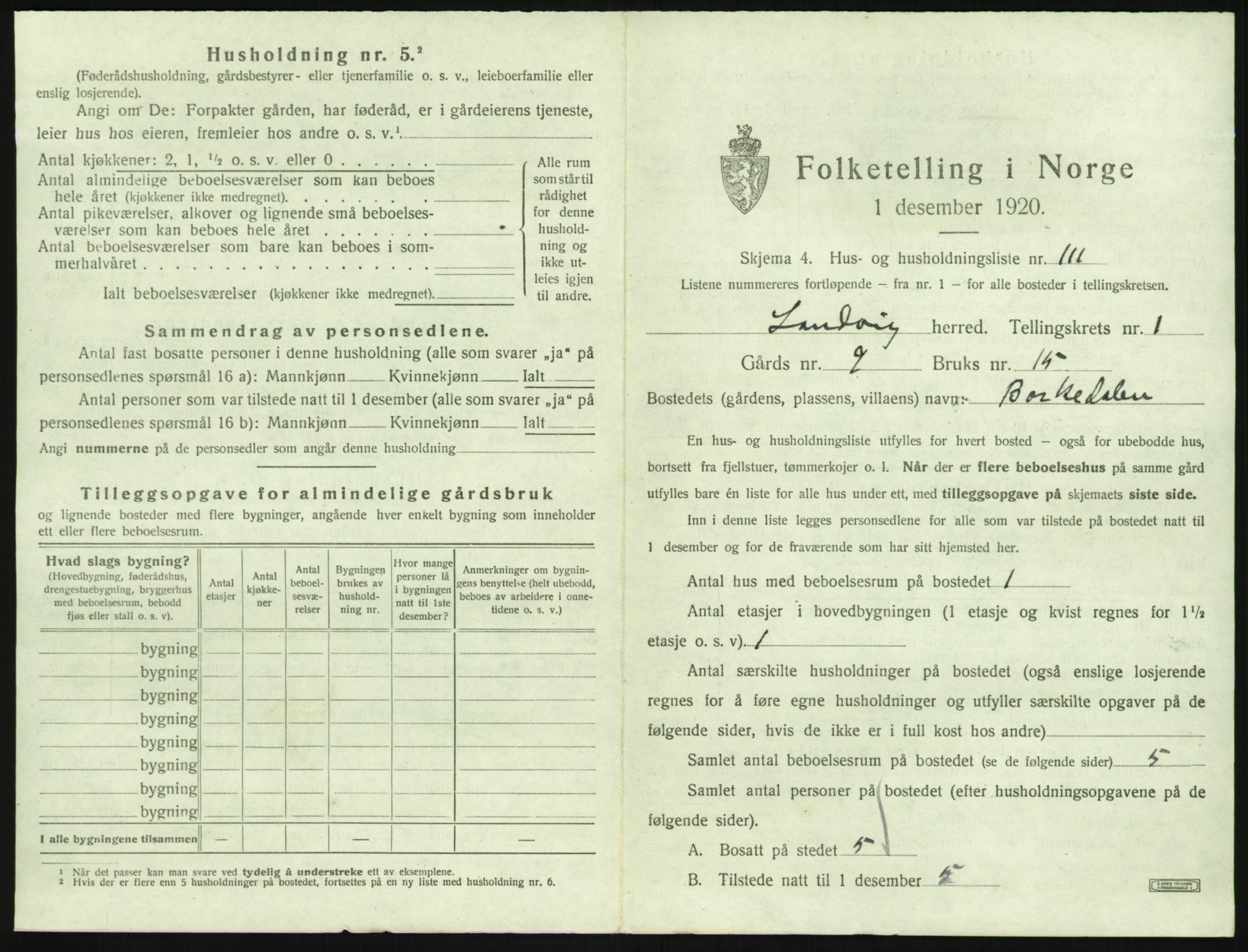 SAK, 1920 census for Landvik, 1920, p. 240