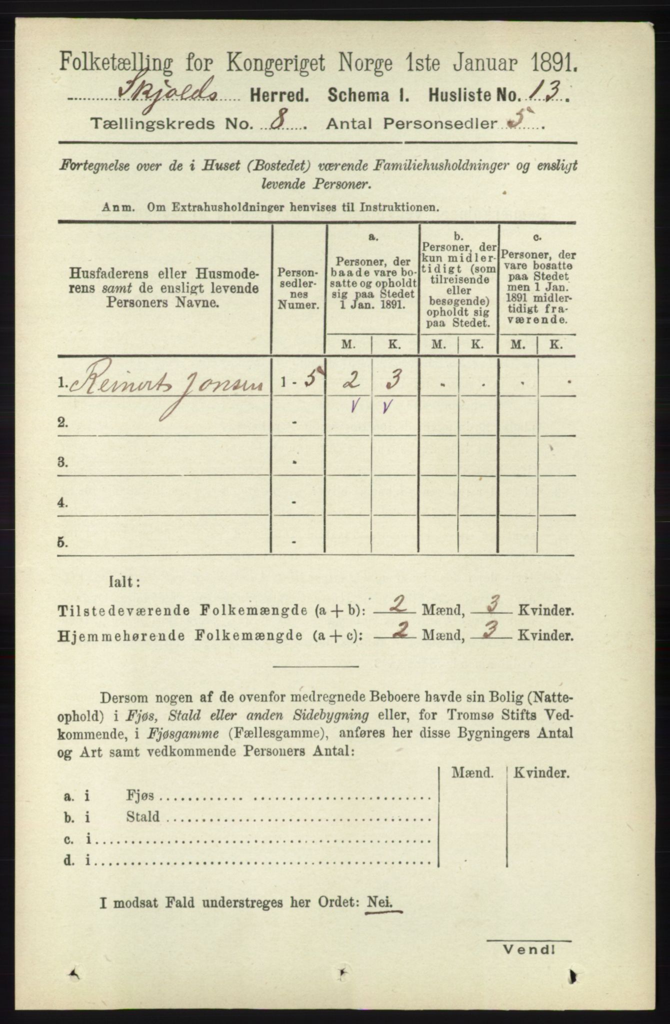 RA, 1891 census for 1154 Skjold, 1891, p. 1580