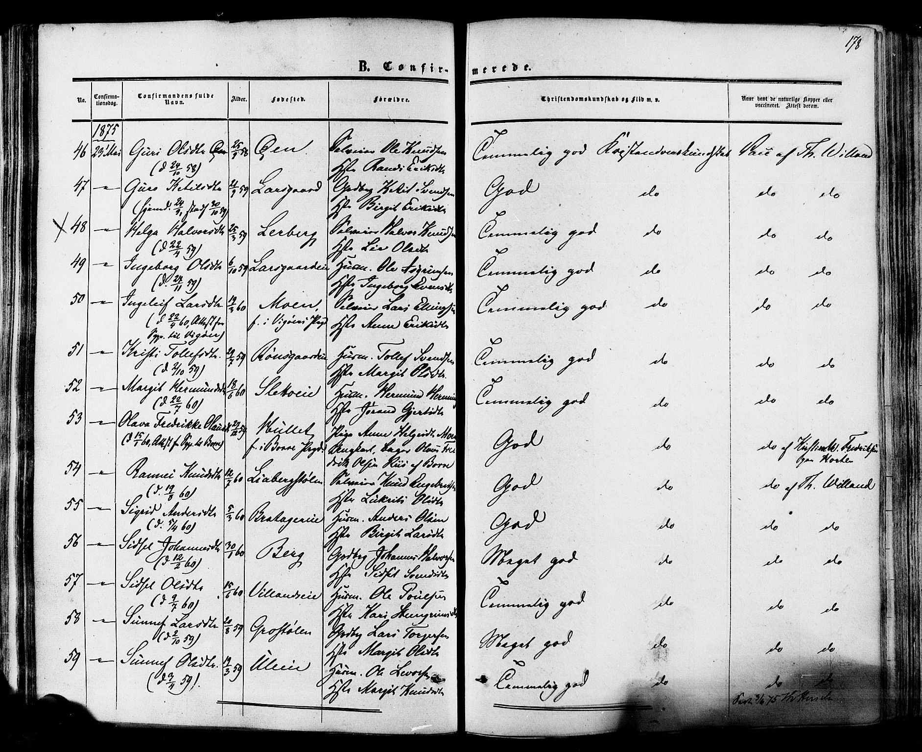 Hol kirkebøker, SAKO/A-227/F/Fa/L0002: Parish register (official) no. I 2, 1870-1886, p. 178