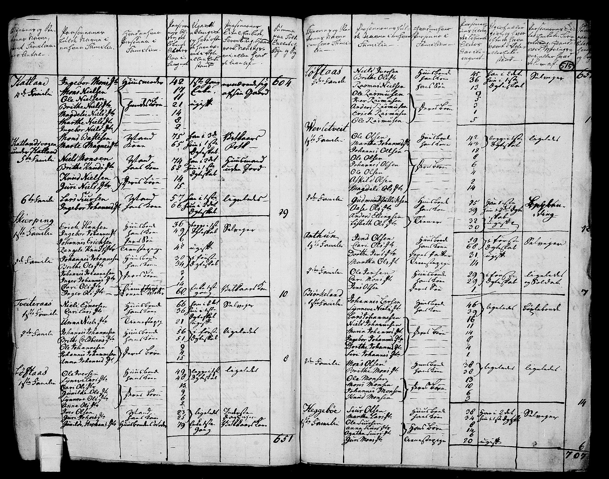 RA, 1801 census for 1250P Haus, 1801, p. 514b-515a