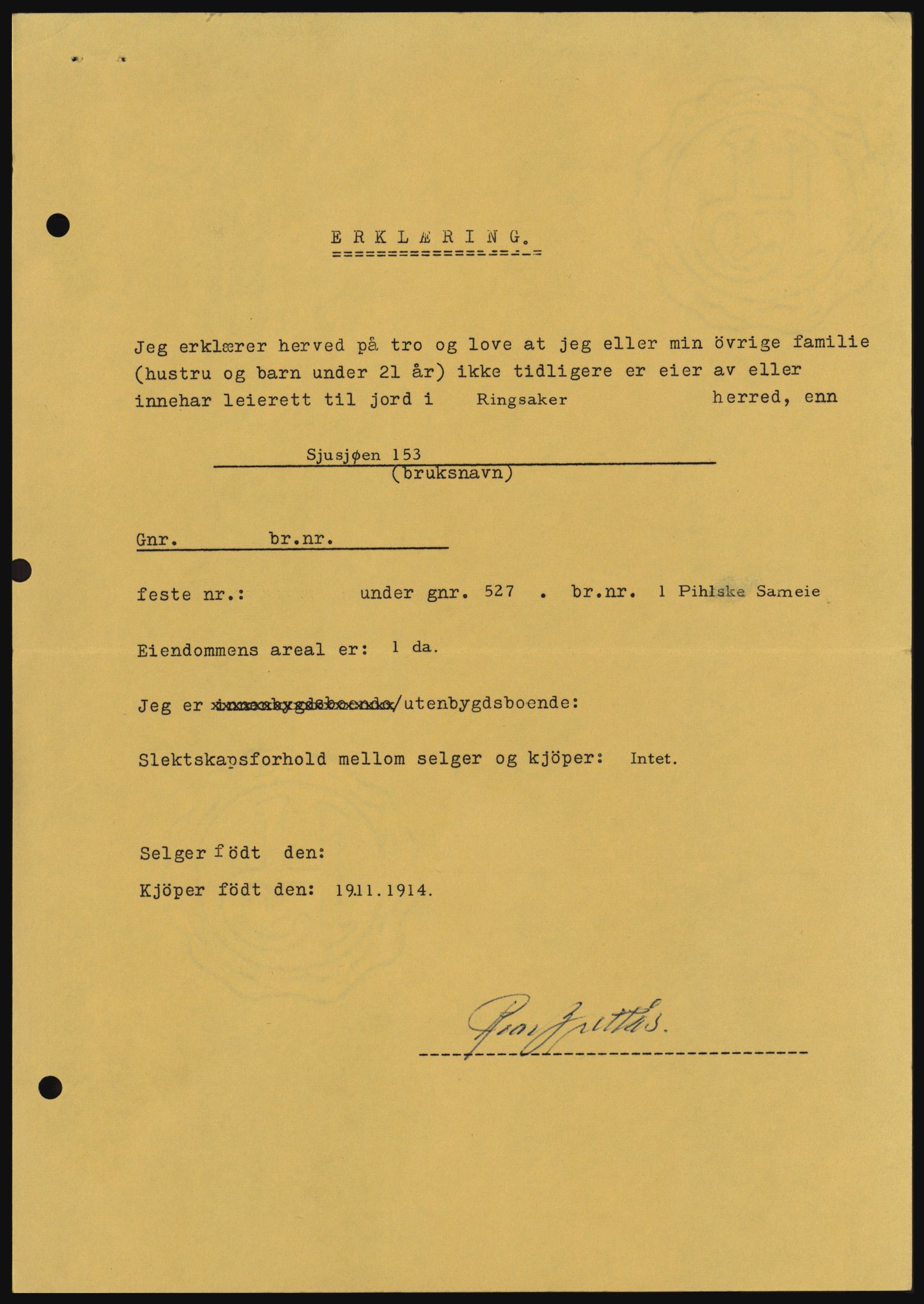 Nord-Hedmark sorenskriveri, SAH/TING-012/H/Hc/L0033: Mortgage book no. 33, 1970-1970, Diary no: : 1014/1970