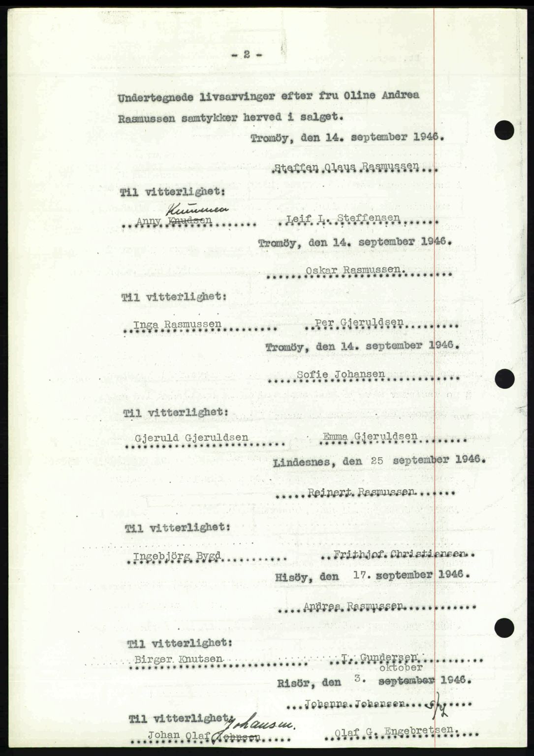 Nedenes sorenskriveri, AV/SAK-1221-0006/G/Gb/Gba/L0056: Mortgage book no. A8, 1946-1947, Diary no: : 1278/1946