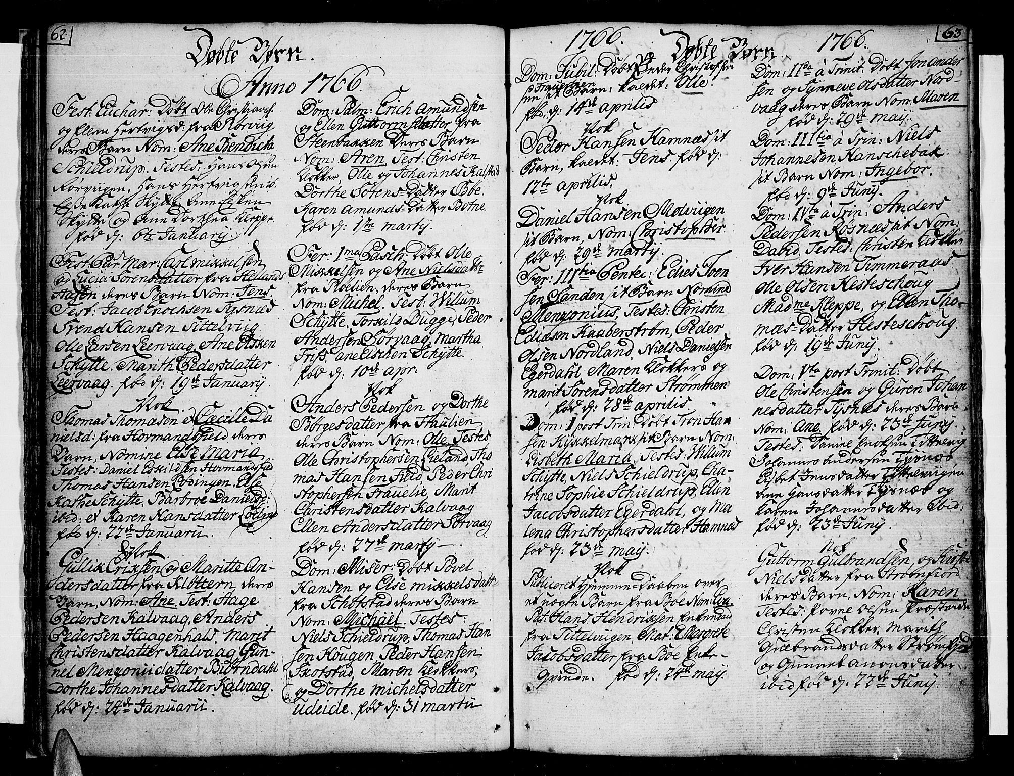 Ministerialprotokoller, klokkerbøker og fødselsregistre - Nordland, AV/SAT-A-1459/859/L0841: Parish register (official) no. 859A01, 1766-1821, p. 62-63