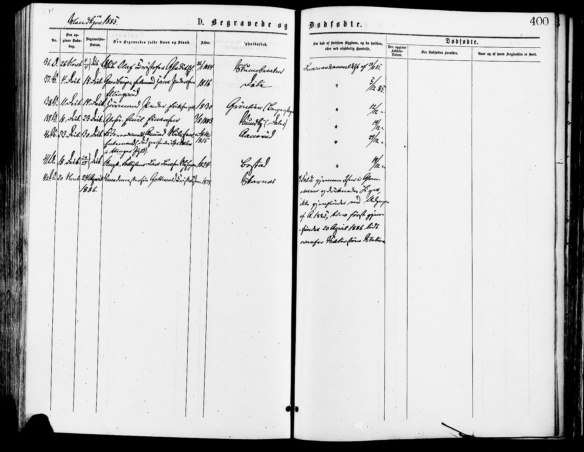 Sør-Odal prestekontor, AV/SAH-PREST-030/H/Ha/Haa/L0005: Parish register (official) no. 5, 1876-1885, p. 400