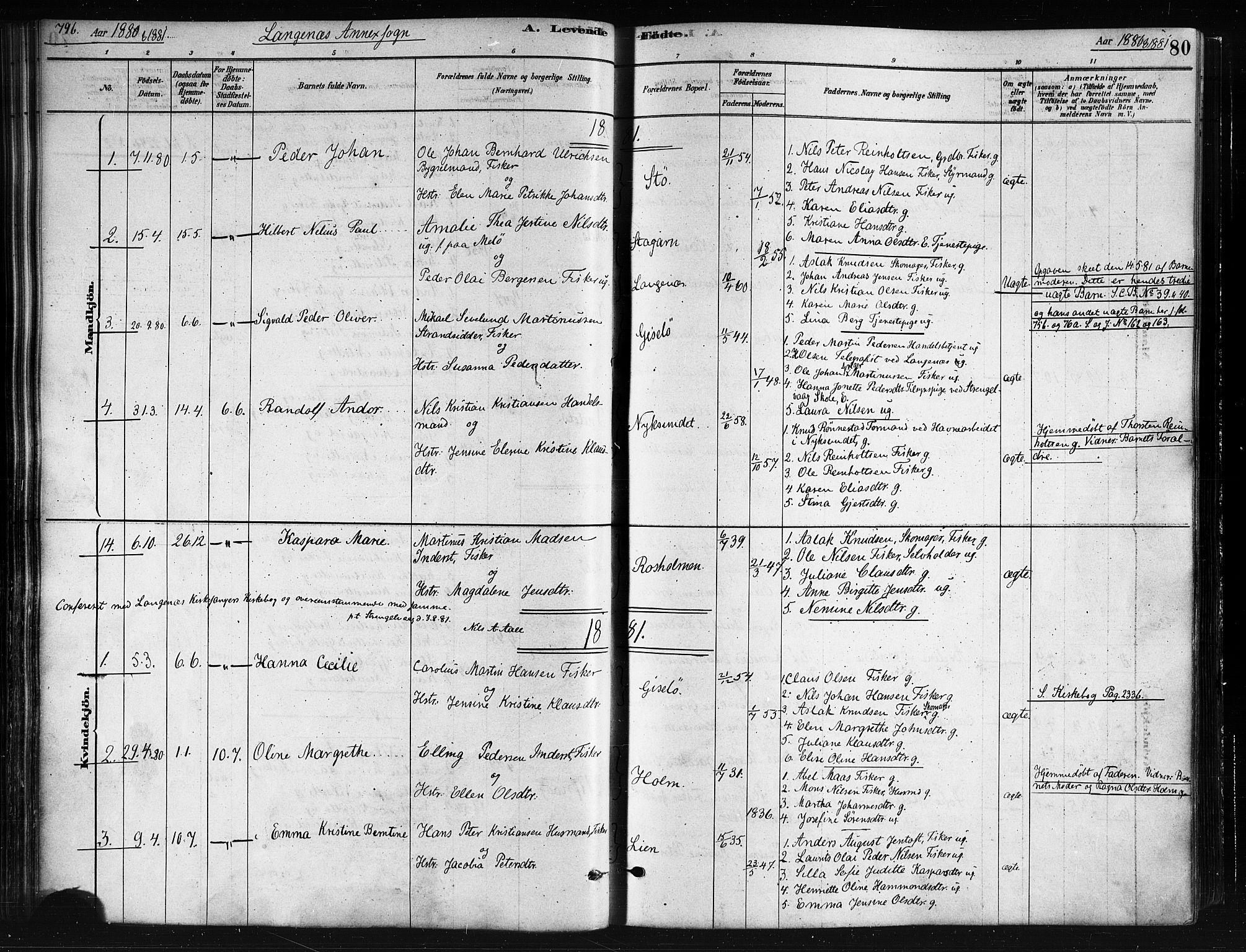 Ministerialprotokoller, klokkerbøker og fødselsregistre - Nordland, AV/SAT-A-1459/893/L1335: Parish register (official) no. 893A08 /2, 1878-1884, p. 80