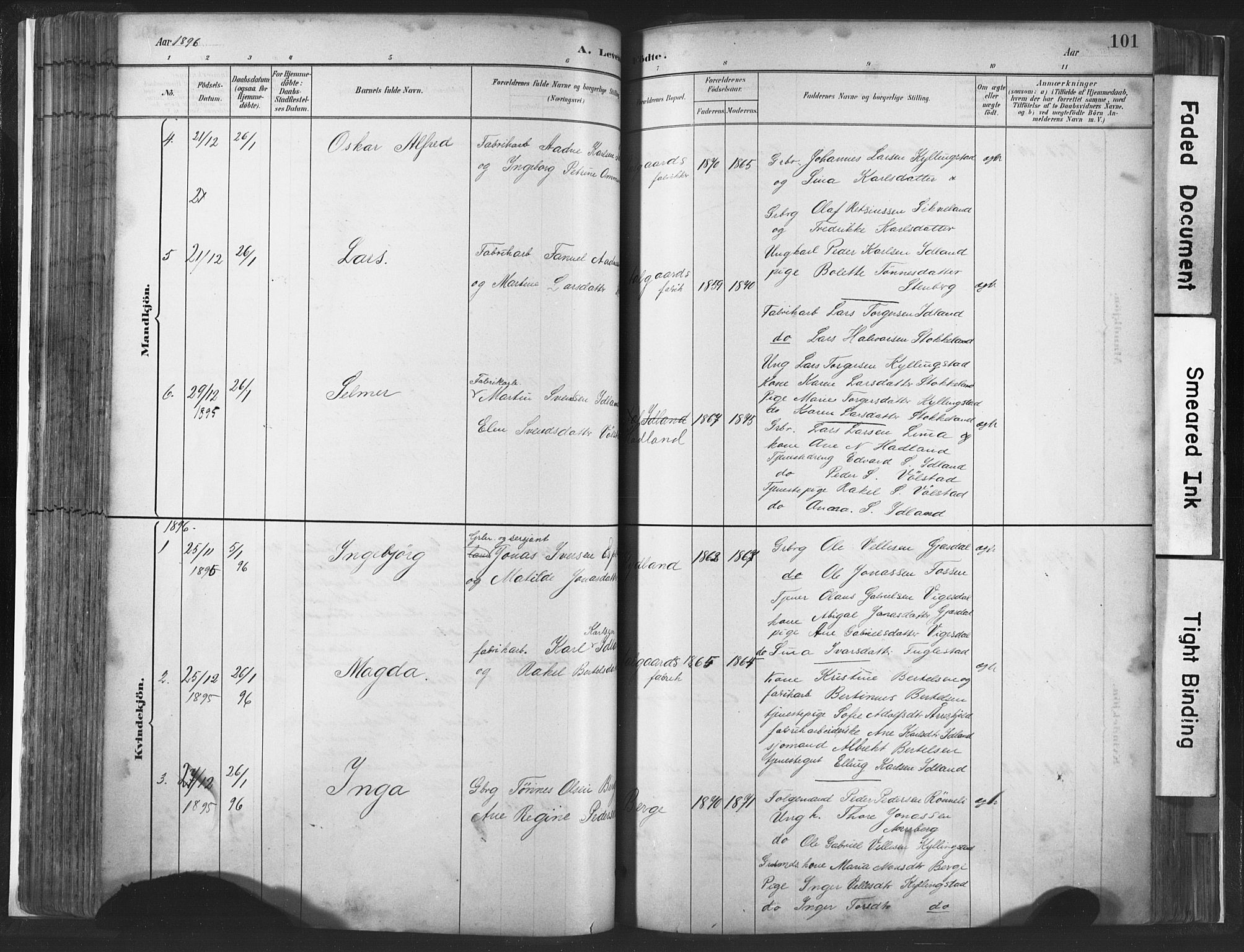 Lye sokneprestkontor, AV/SAST-A-101794/001/30BA/L0010: Parish register (official) no. A 10, 1881-1896, p. 101