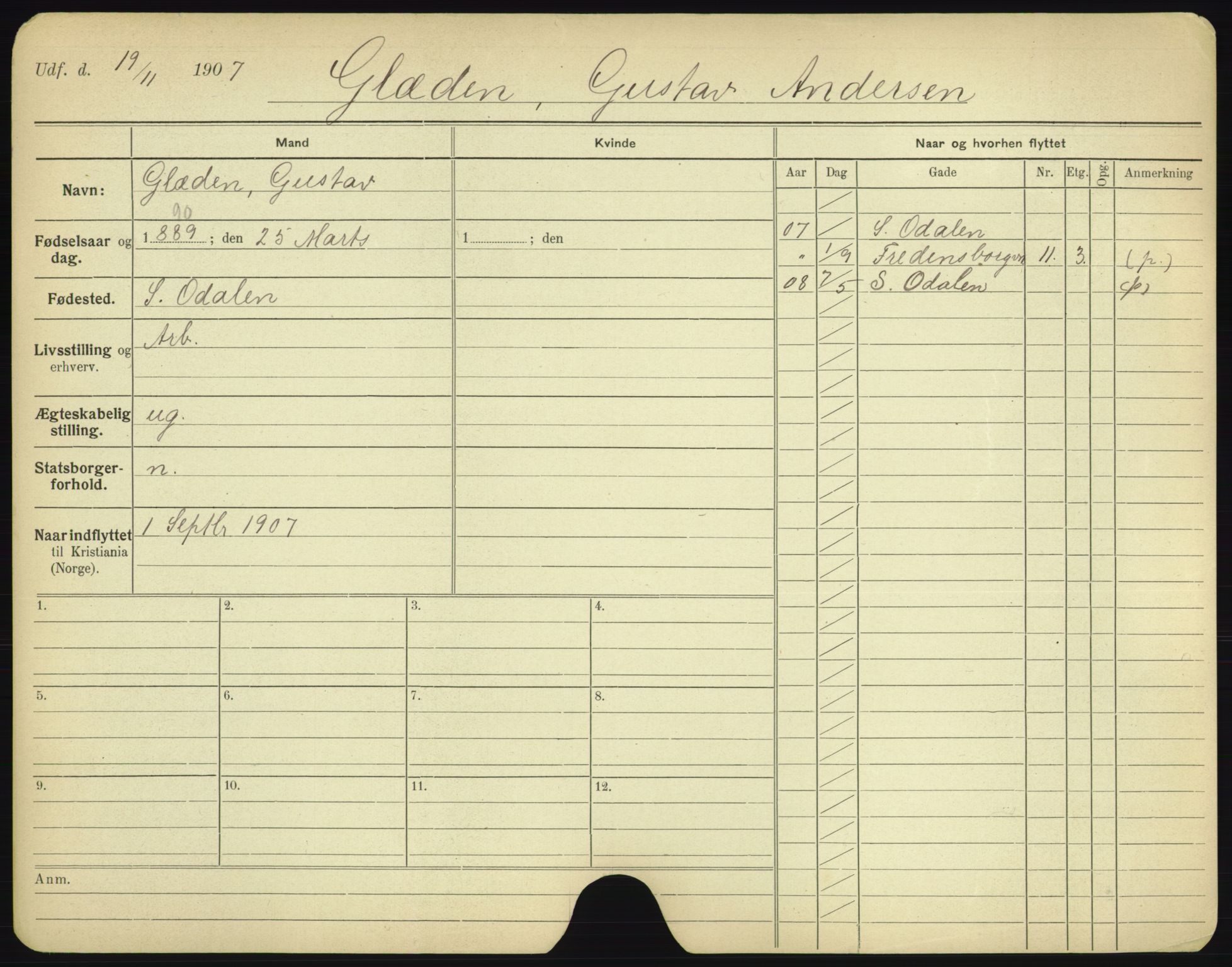 Oslo folkeregister, Registerkort, AV/SAO-A-11715/F/Fa/Fac/L0003: Menn, 1906-1914, p. 503a