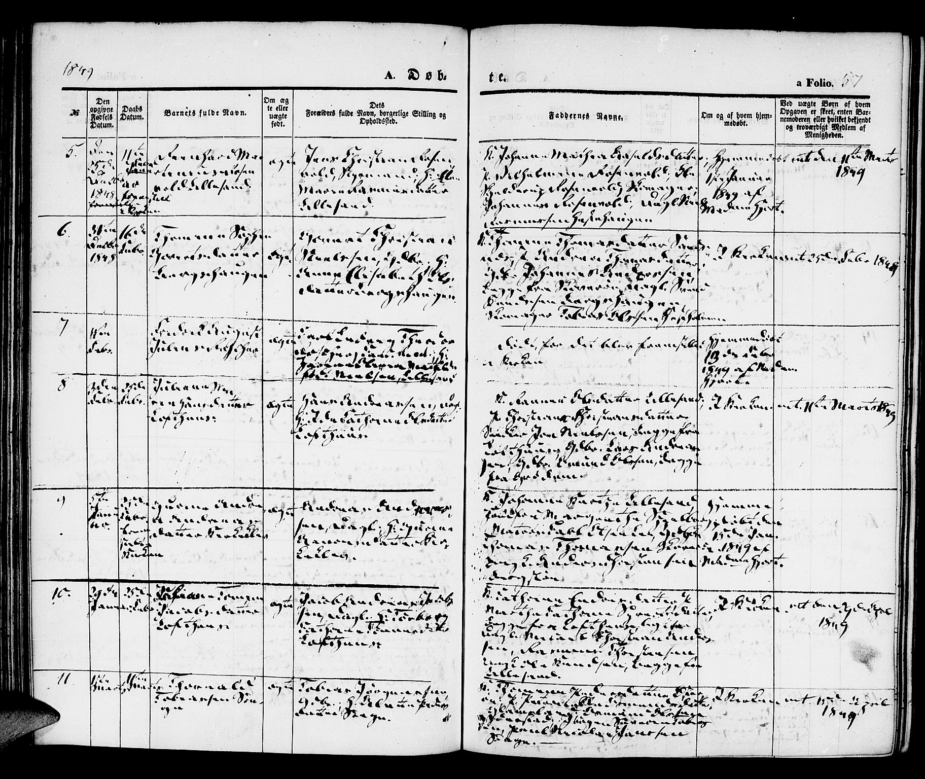 Vestre Moland sokneprestkontor, AV/SAK-1111-0046/F/Fa/Fab/L0005: Parish register (official) no. A 5, 1841-1849, p. 57