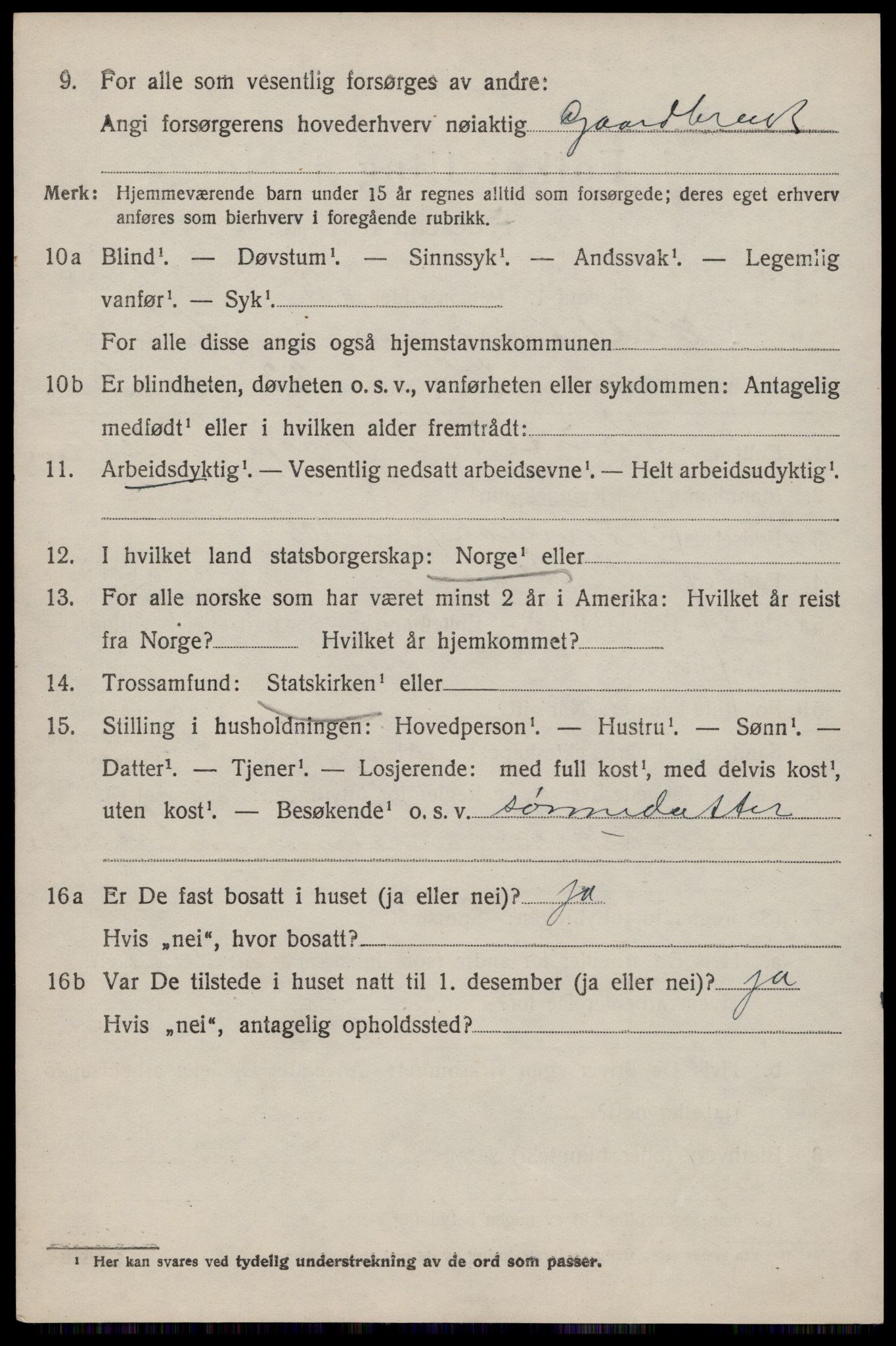 SAST, 1920 census for Hetland, 1920, p. 23140