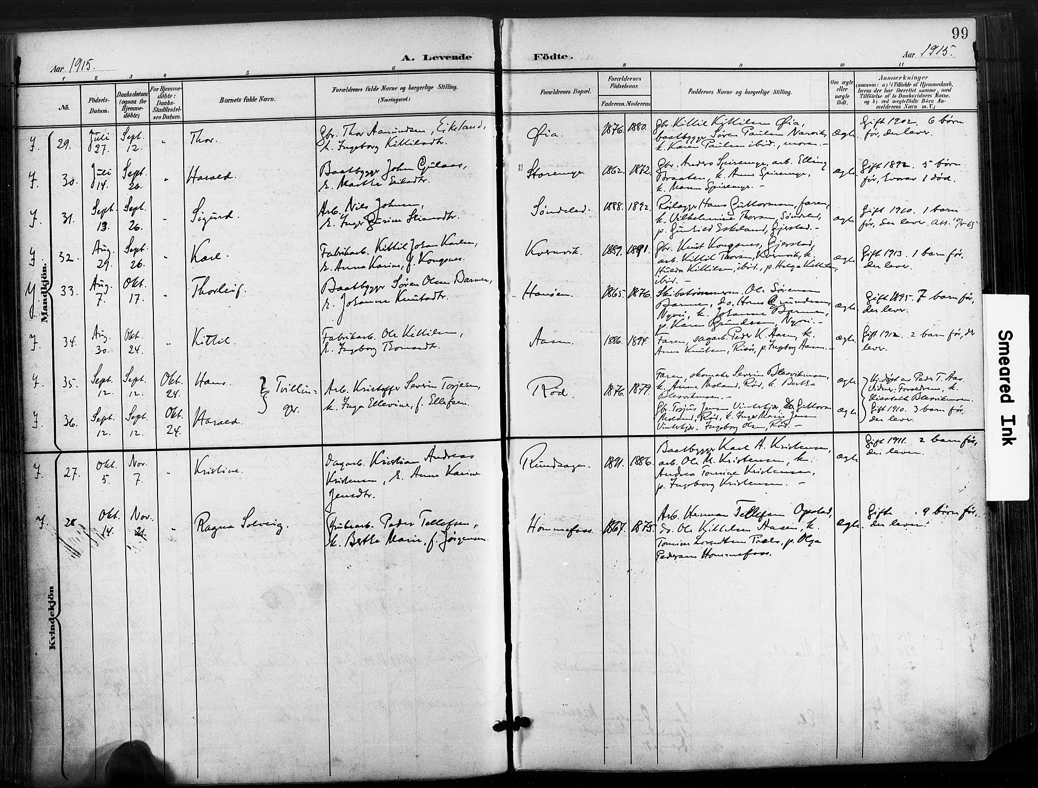 Søndeled sokneprestkontor, SAK/1111-0038/F/Fa/L0006: Parish register (official) no. A 6, 1900-1922, p. 99