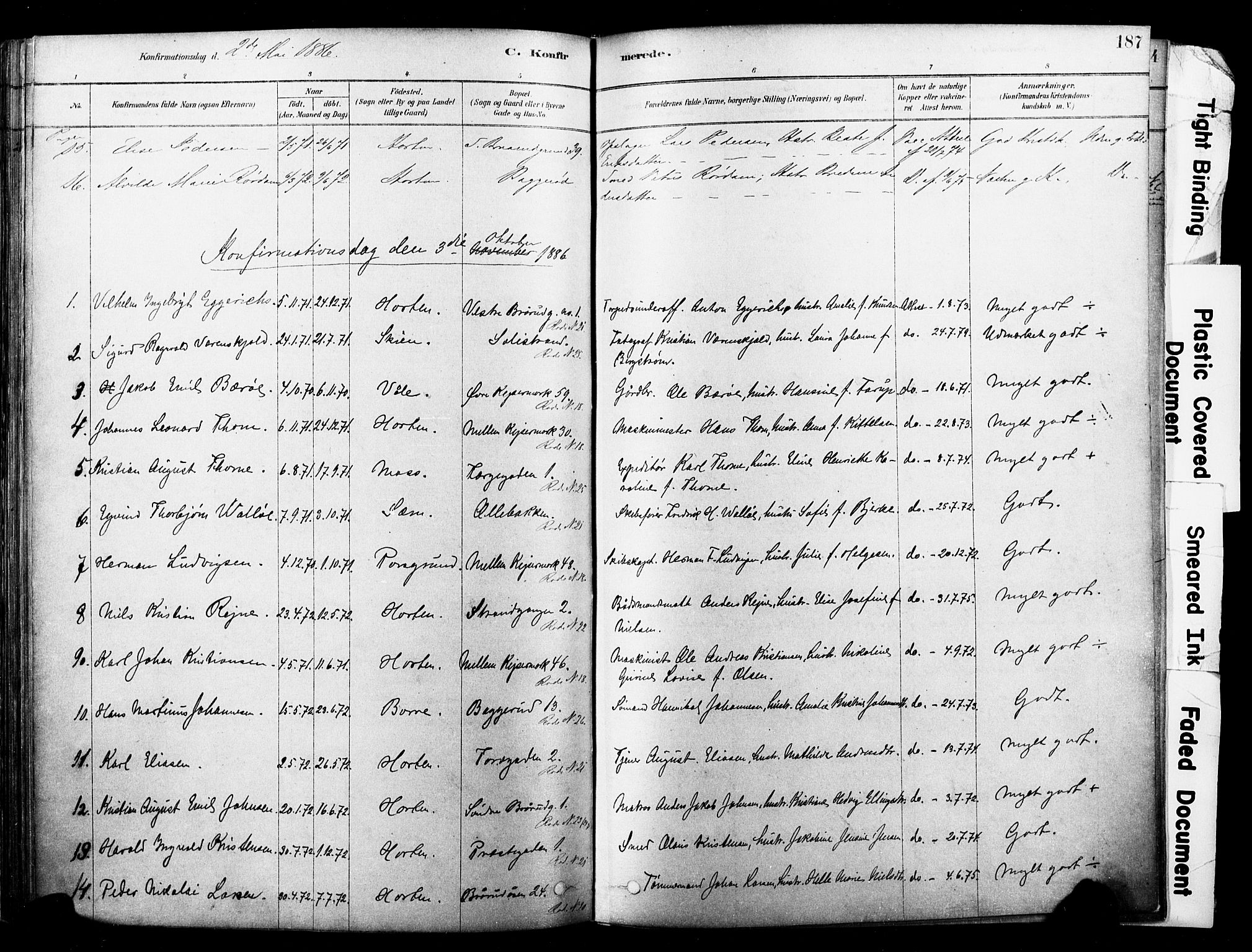 Horten kirkebøker, SAKO/A-348/F/Fa/L0003: Parish register (official) no. 3, 1878-1887, p. 187