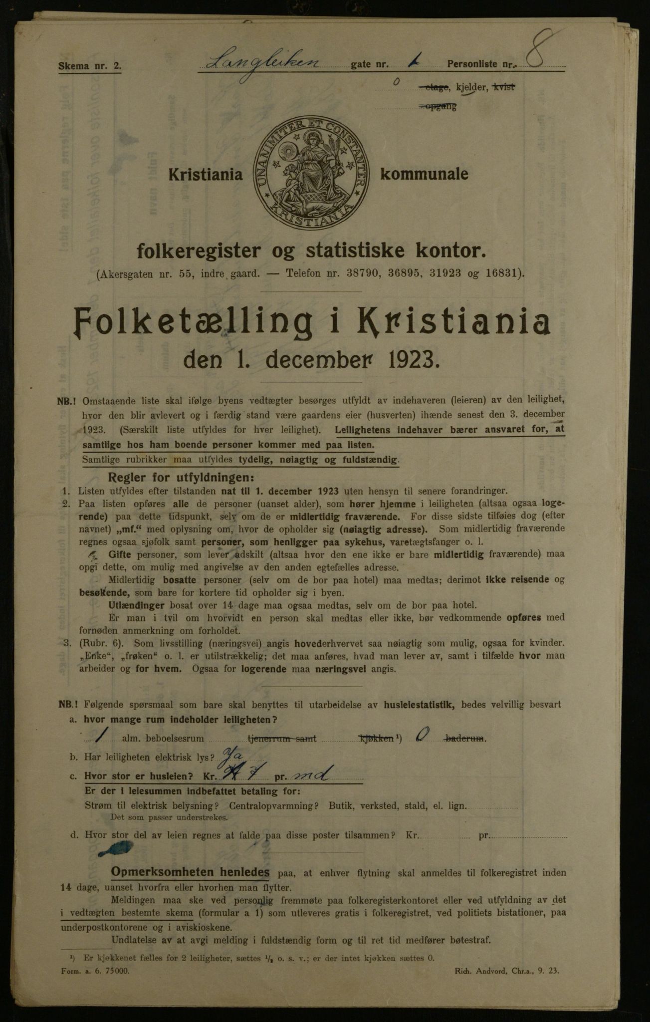 OBA, Municipal Census 1923 for Kristiania, 1923, p. 63181