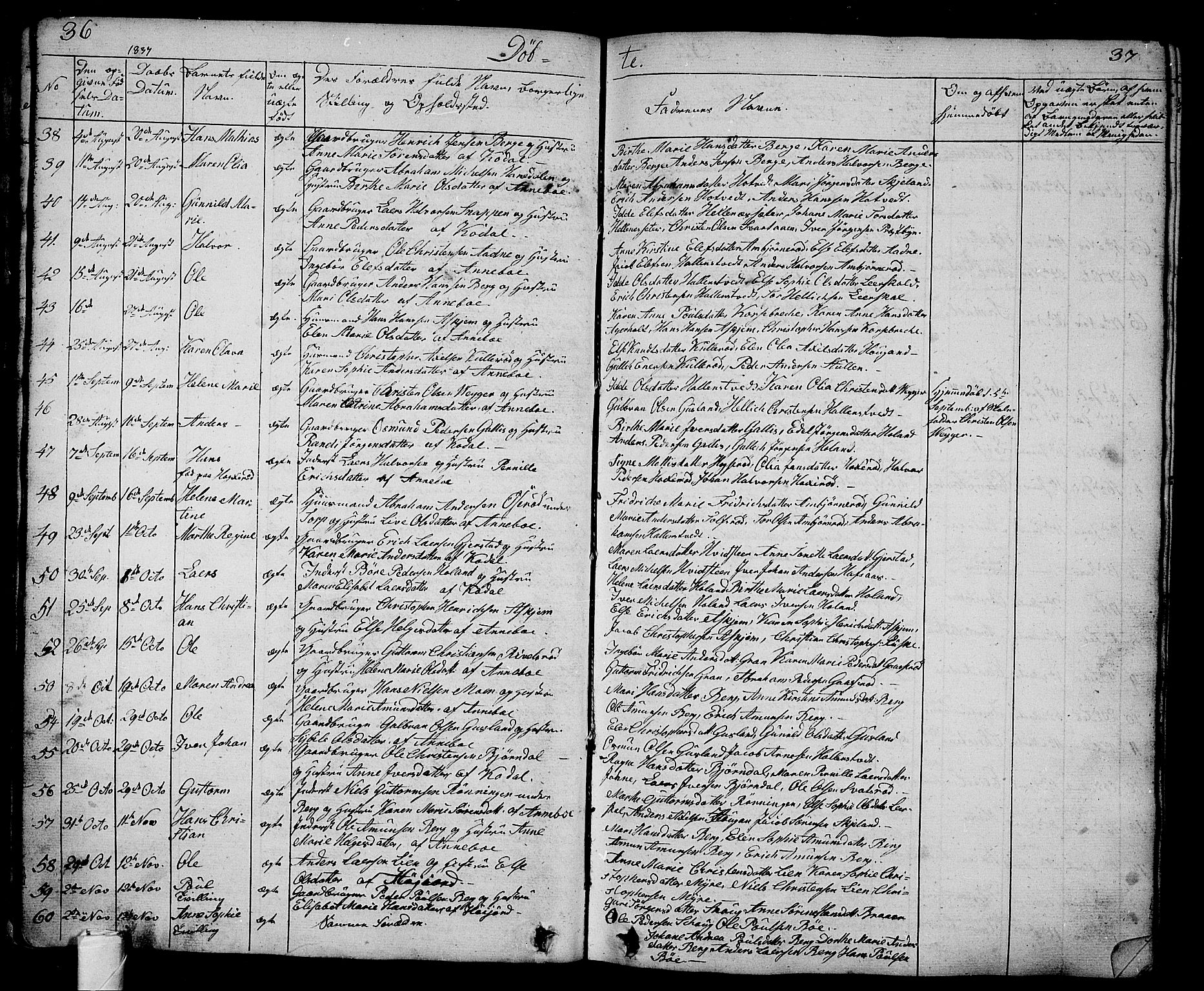 Andebu kirkebøker, AV/SAKO-A-336/G/Ga/L0003: Parish register (copy) no. I 3, 1832-1867, p. 36-37